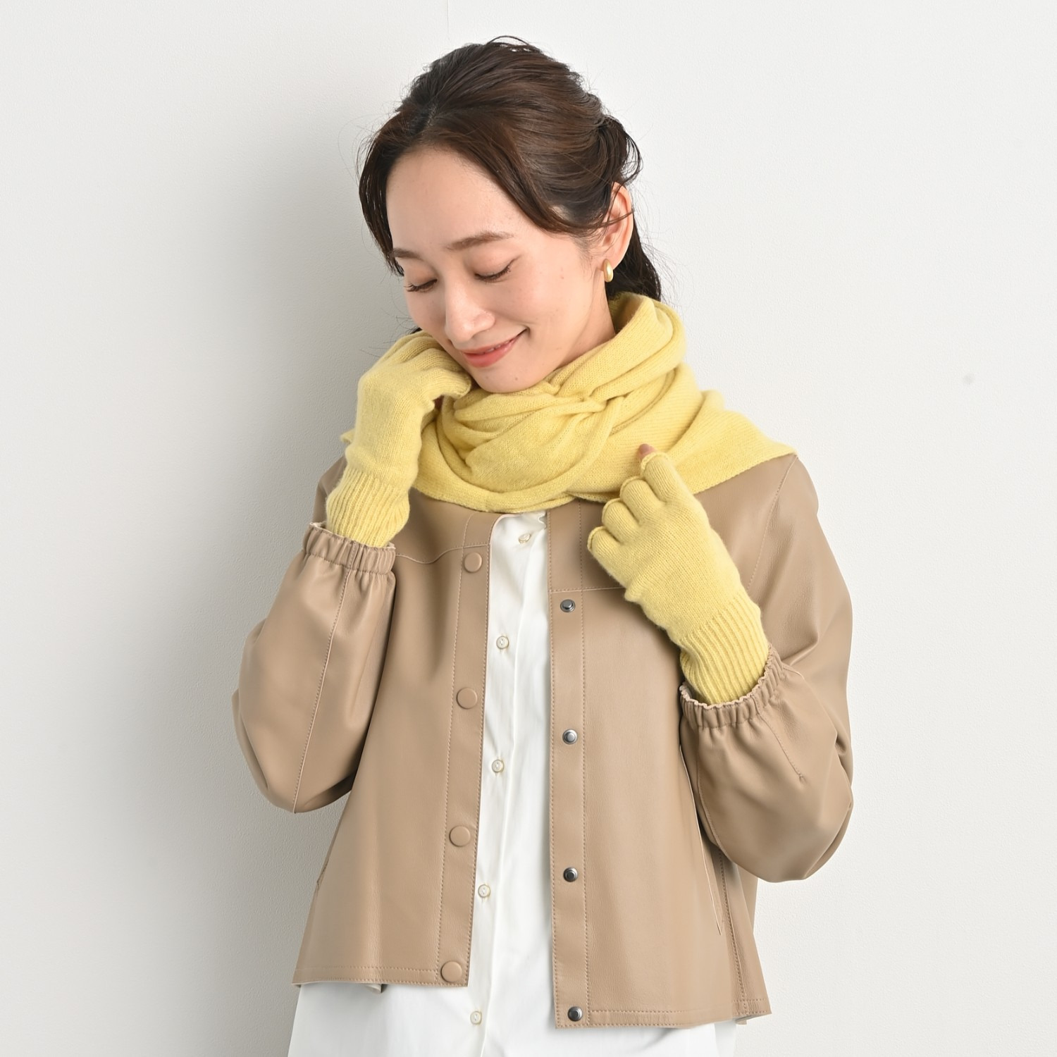 ティエドゥール 内モンゴル産 アルバスカシミヤ１００％ 指出しニットグローブ