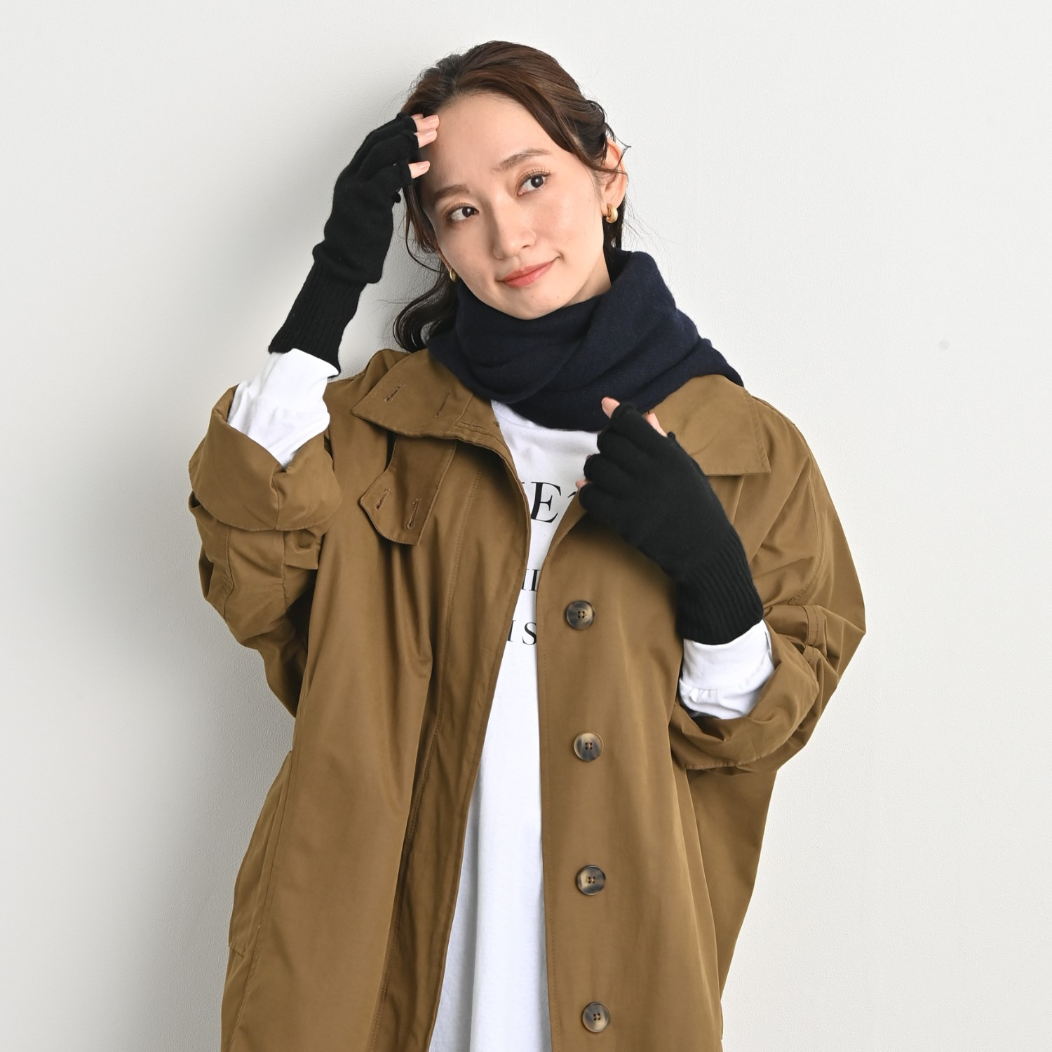 ティエドゥール 内モンゴル産 アルバスカシミヤ１００％ 指出しニットグローブ