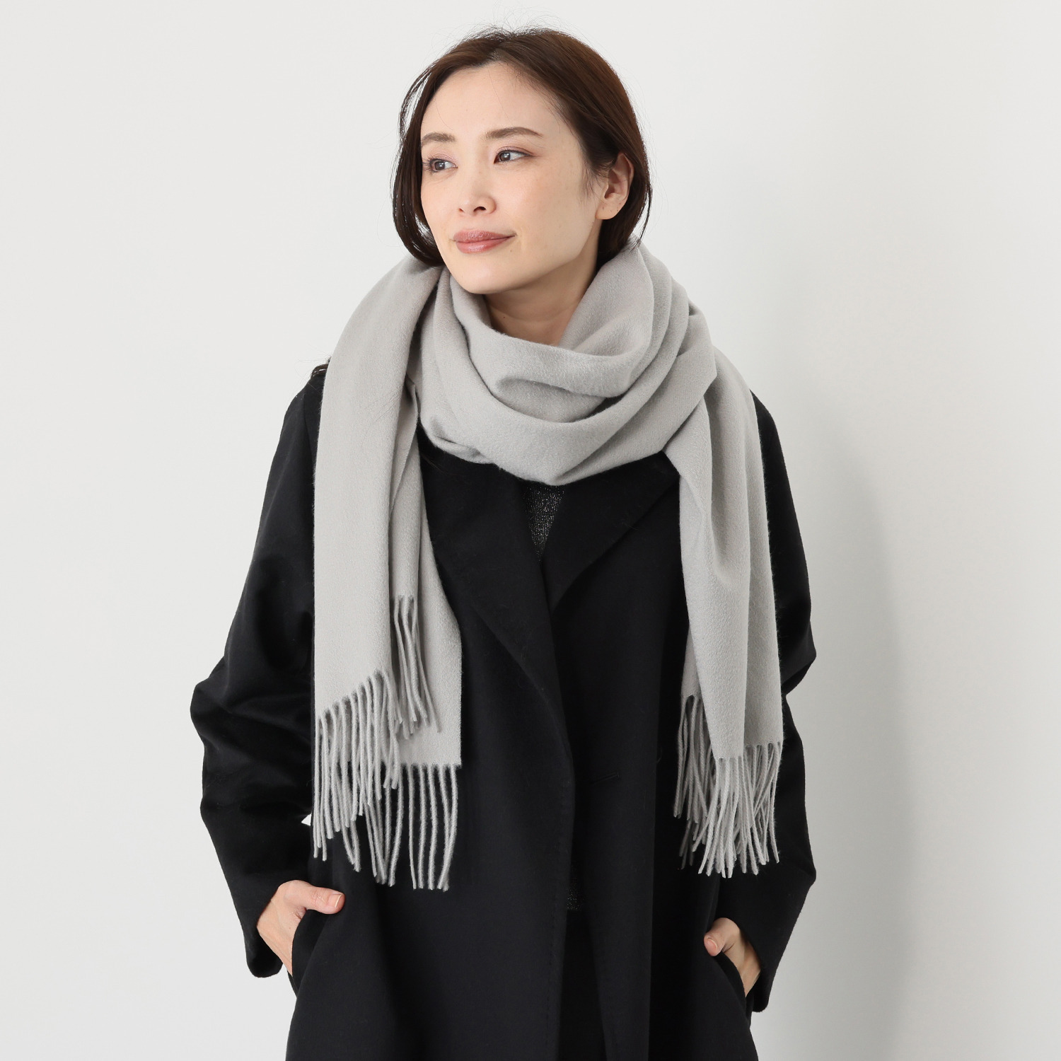 ティエドゥール 内モンゴル産 アルバスカシミヤ１００％ 艶やか＆なめらか仕上げ 大判ストール