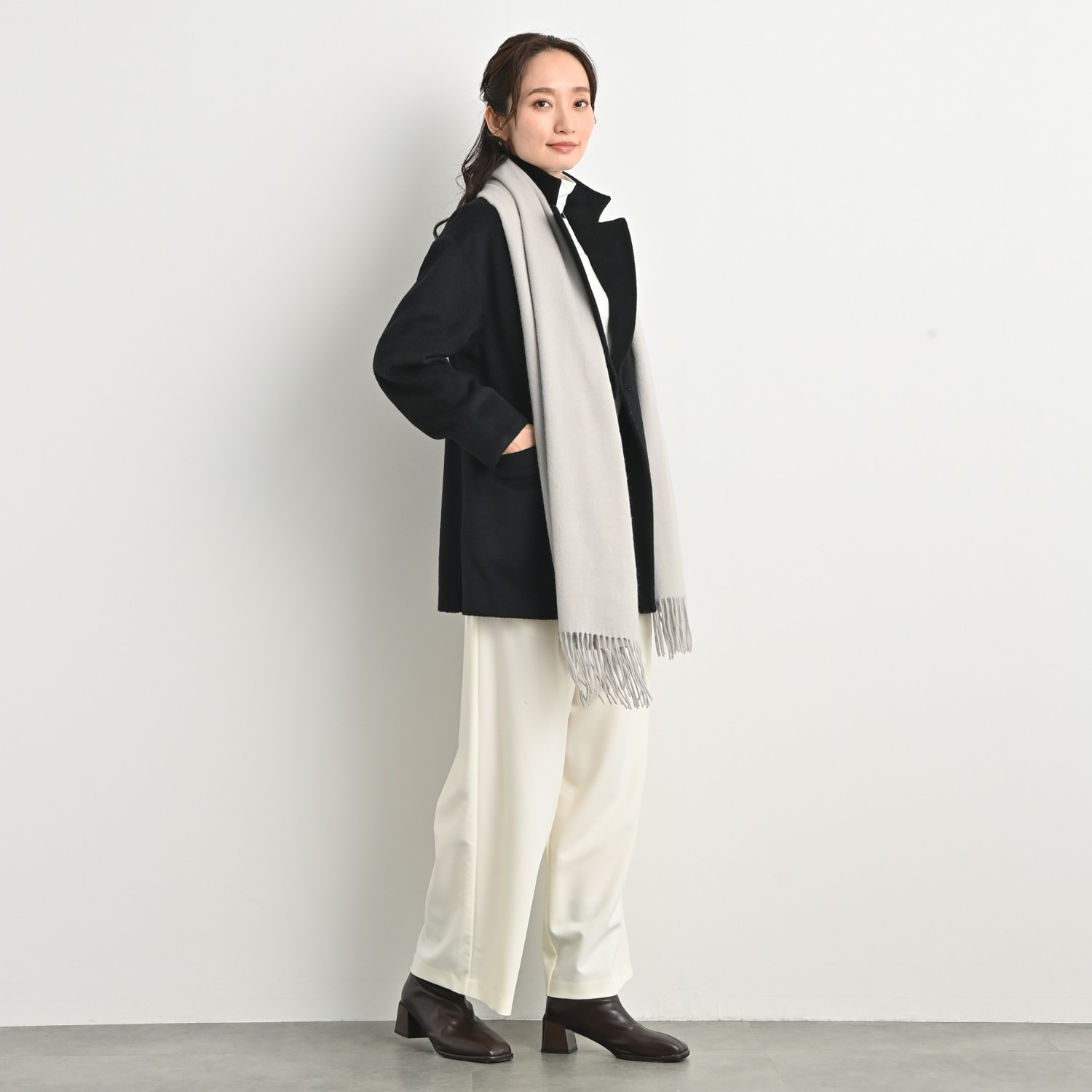 ティエドゥール 内モンゴル産 アルバスカシミヤ１００％ 艶やか＆なめらか仕上げ 大判ストール