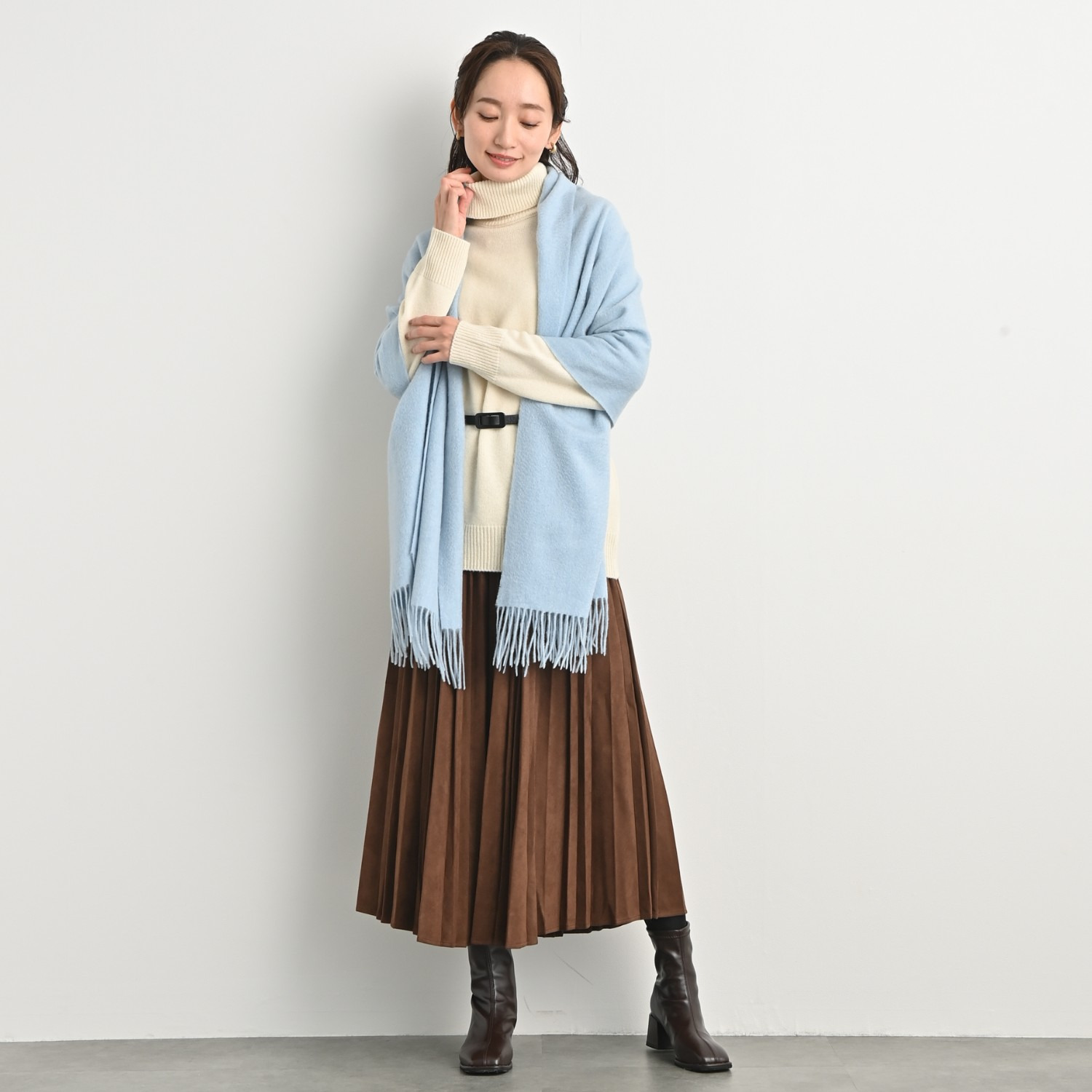 ティエドゥール 内モンゴル産 アルバスカシミヤ１００％ 艶やか＆なめらか仕上げ 大判ストール