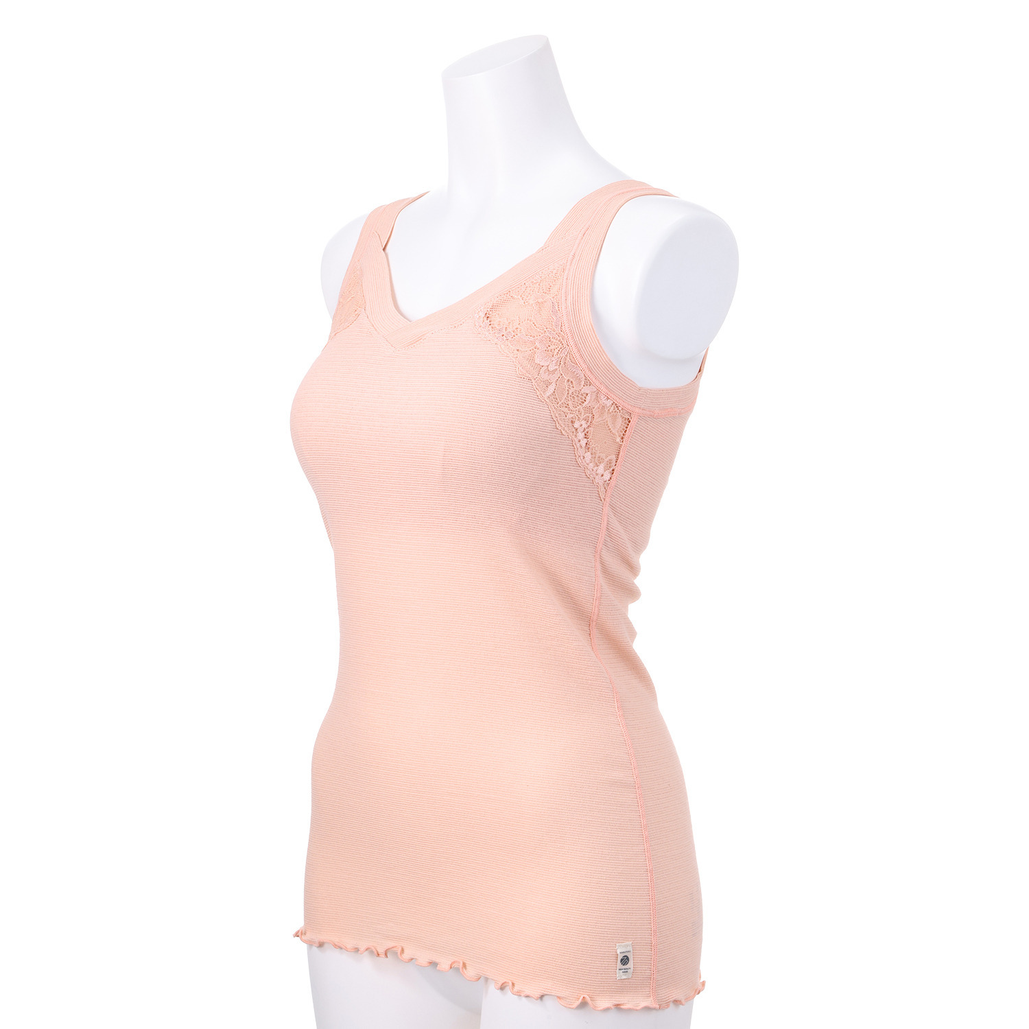 丸福ガーゼ 吸水速乾・抗菌防臭 綿モダール混 レーシー カップ付タンクトップ