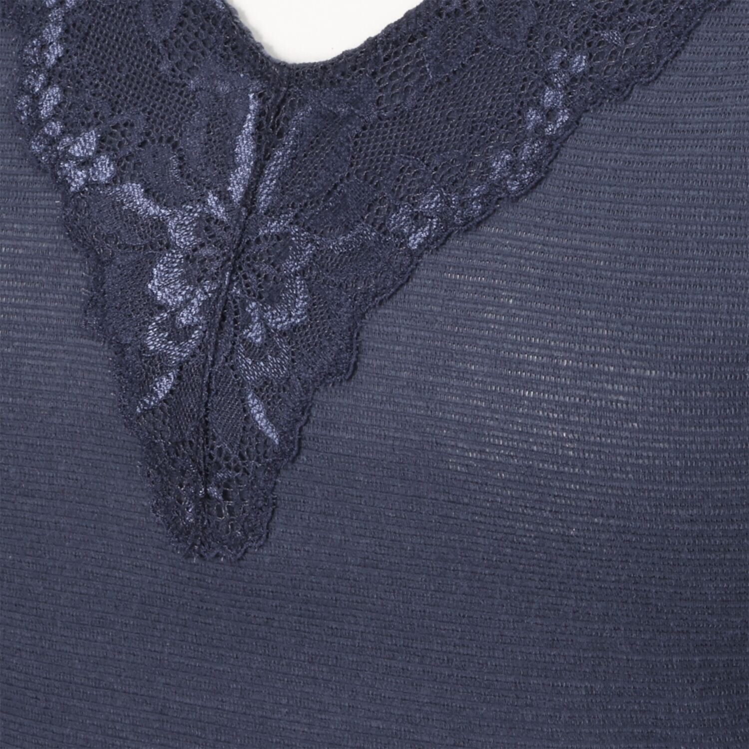 丸福ガーゼ 吸水速乾・抗菌防臭 綿モダール混 レーシー Ｖネック九分袖インナー