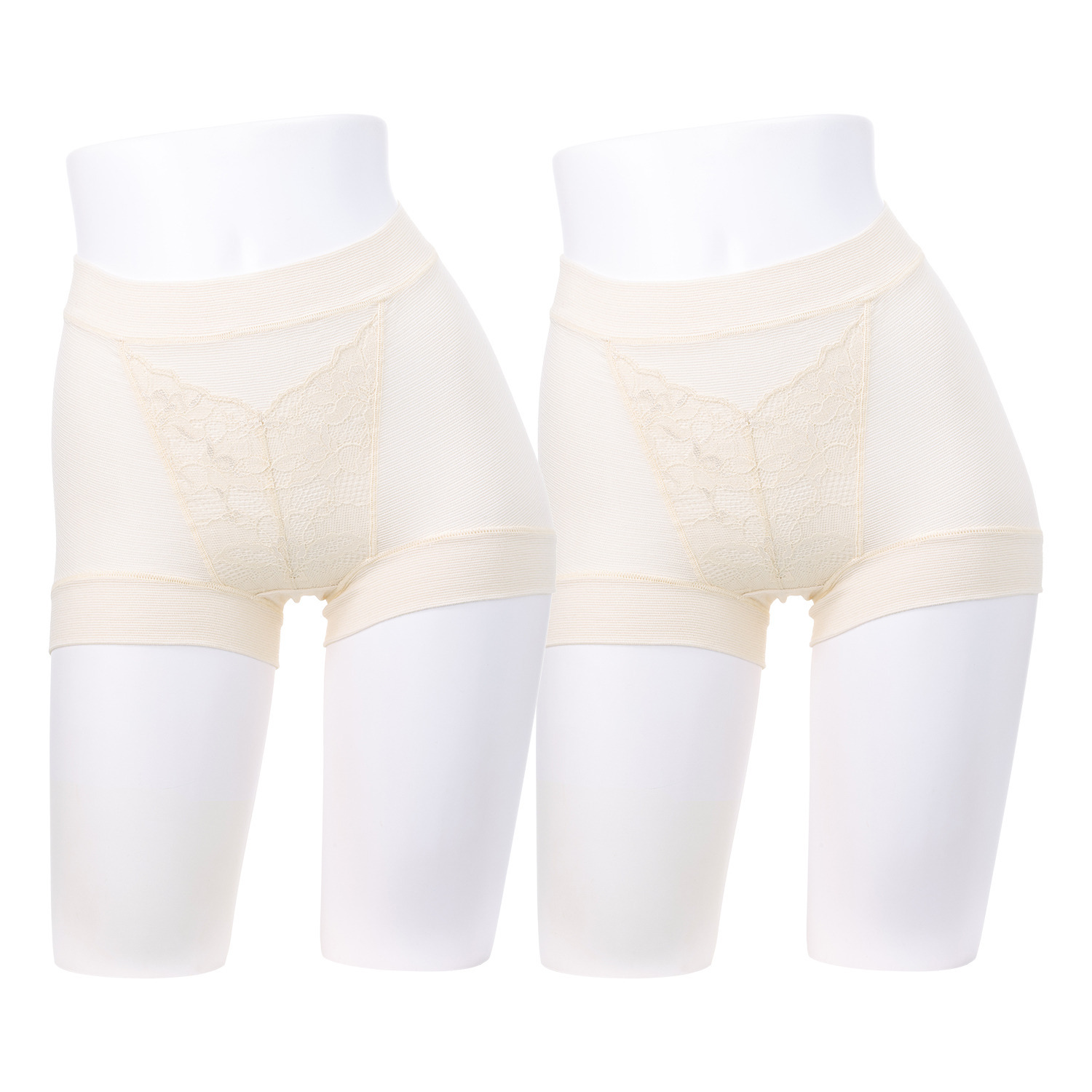 丸福ガーゼ 吸水速乾・抗菌防臭 綿モダール混 レーシー極らく 一分丈ショーツ２枚セット