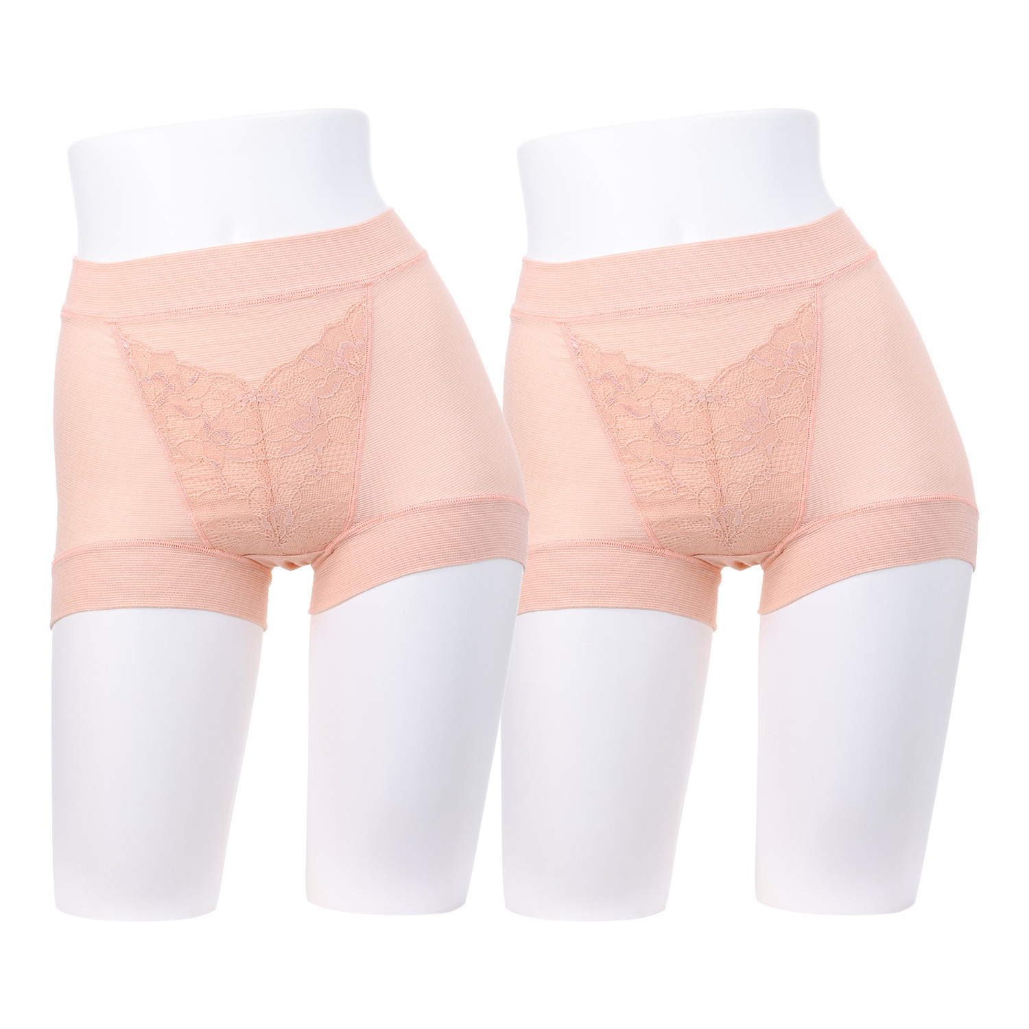 丸福ガーゼ 吸水速乾・抗菌防臭 綿モダール混 レーシー極らく 一分丈ショーツ２枚セット