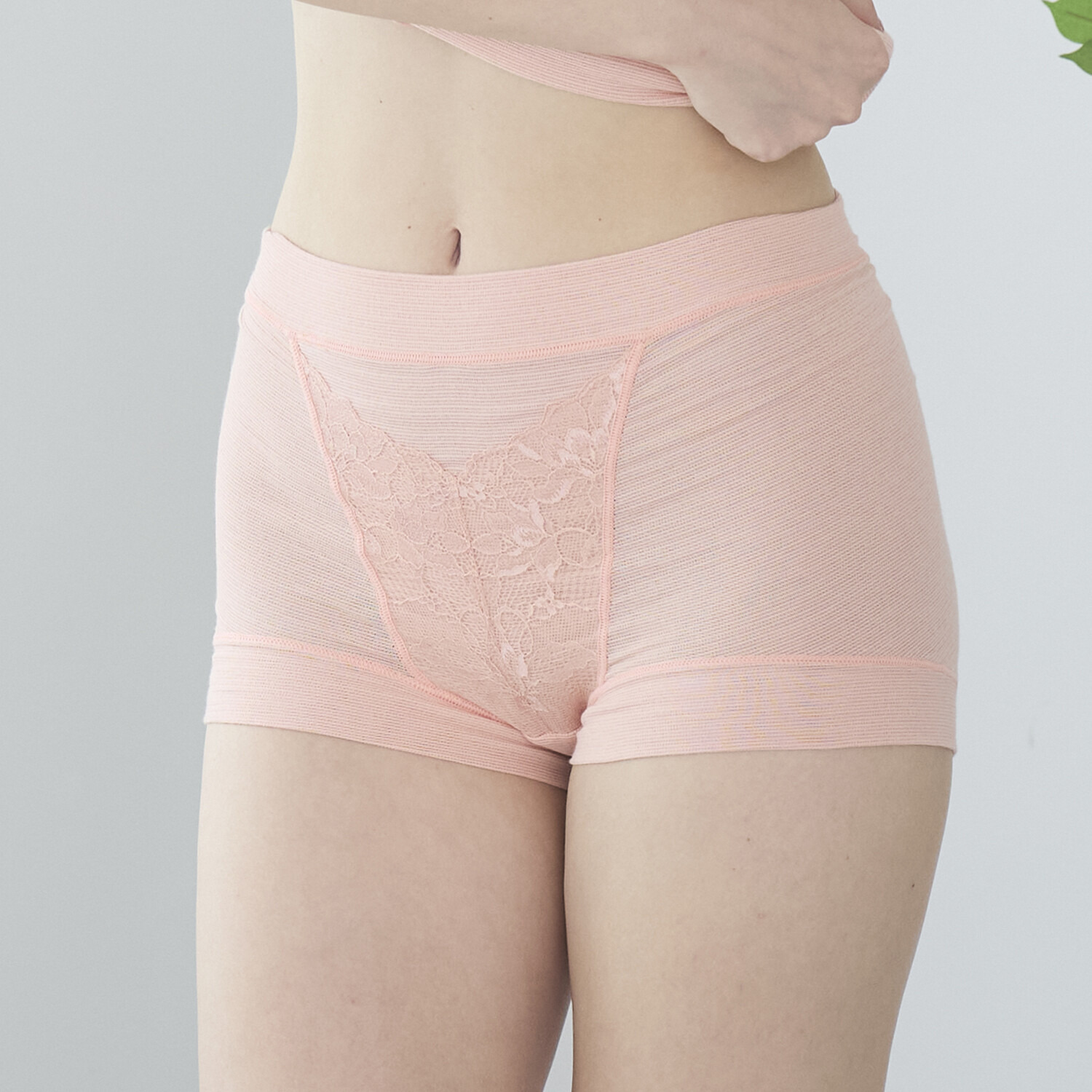 丸福ガーゼ 吸水速乾・抗菌防臭 綿モダール混 レーシー極らく 一分丈ショーツ２枚セット