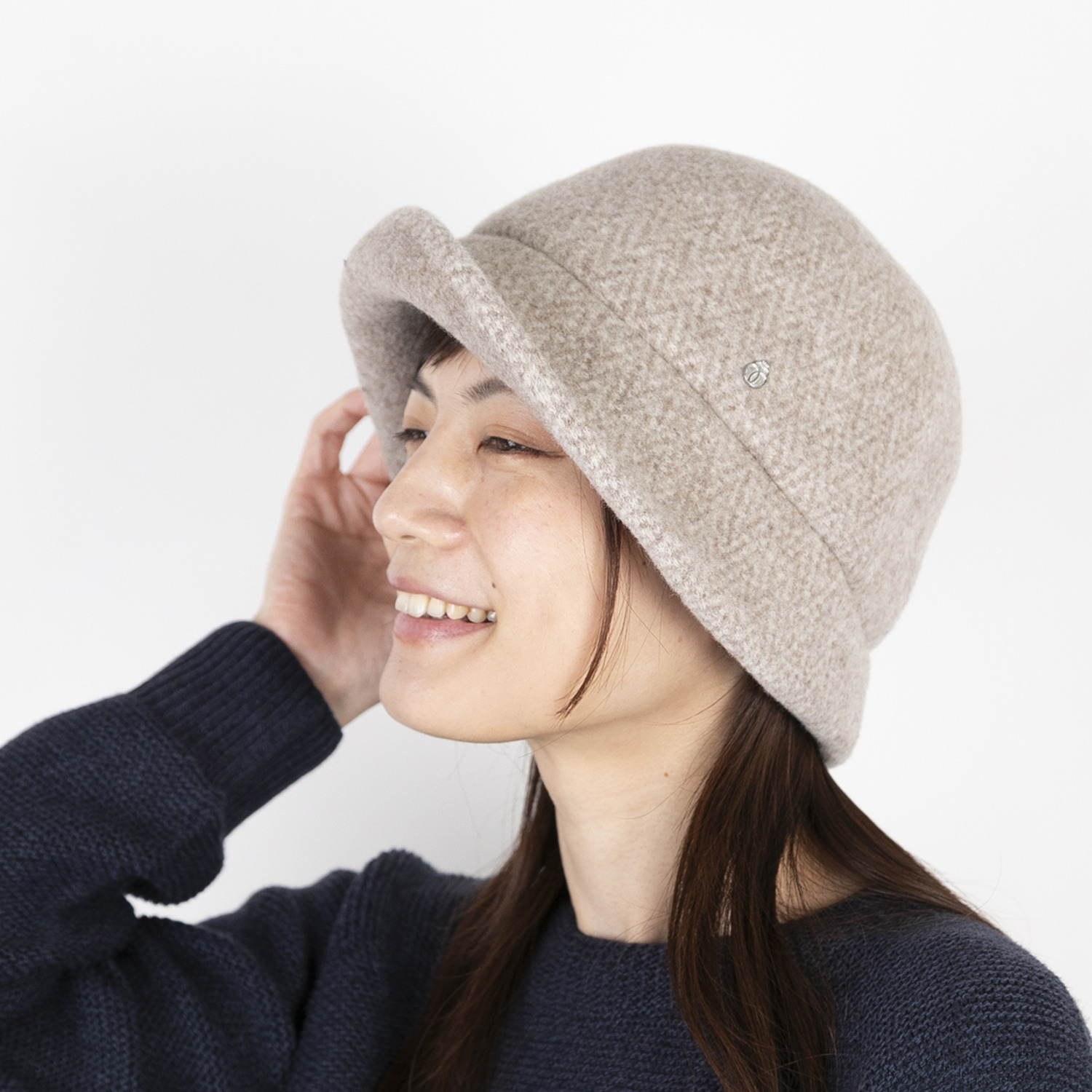 ベル・モード 日本製 メリノウール１００％ ヘリンボーン柄 縮絨クローシュ