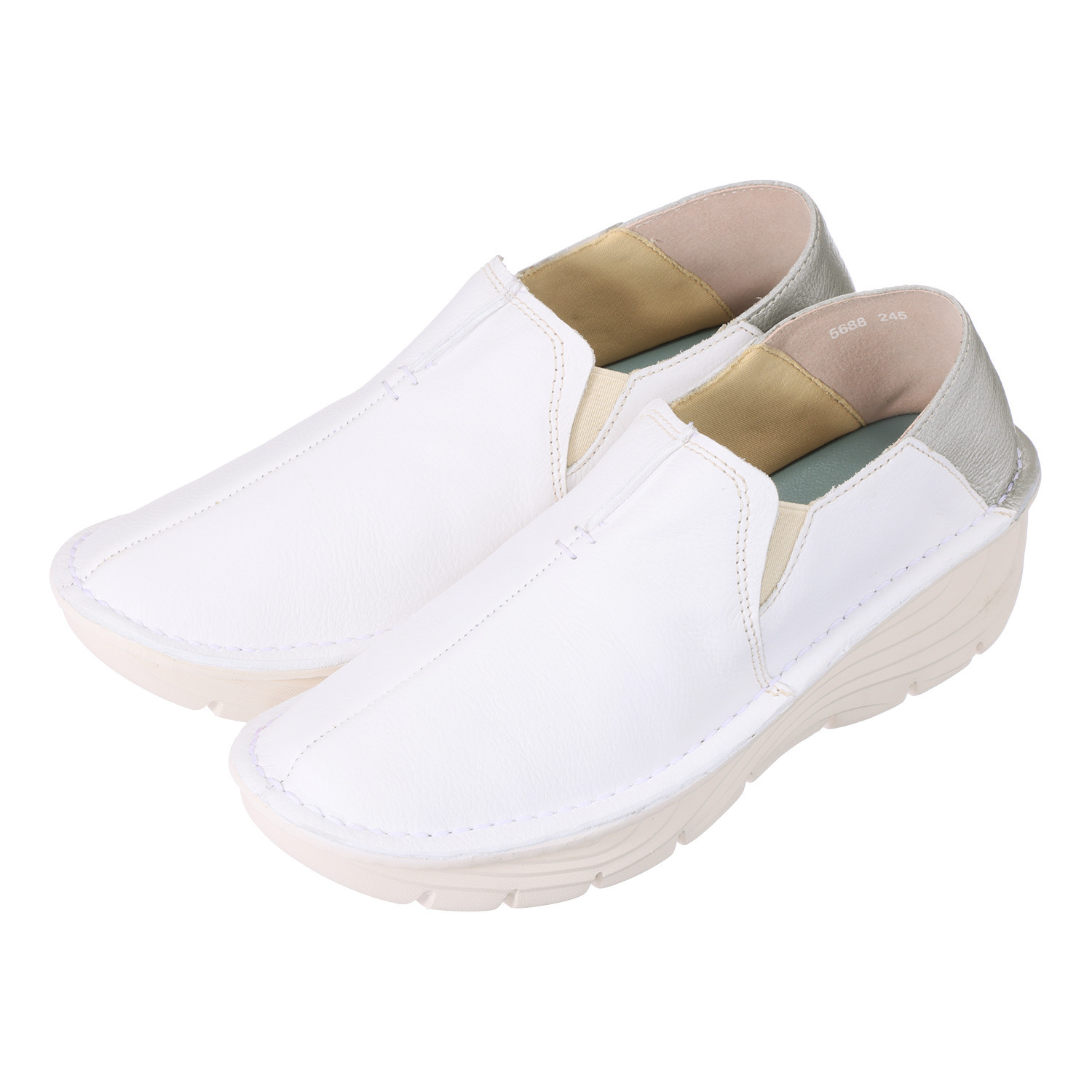 ミントドロップ 牛革 ウェッジソール 軽量スリッポンシューズ