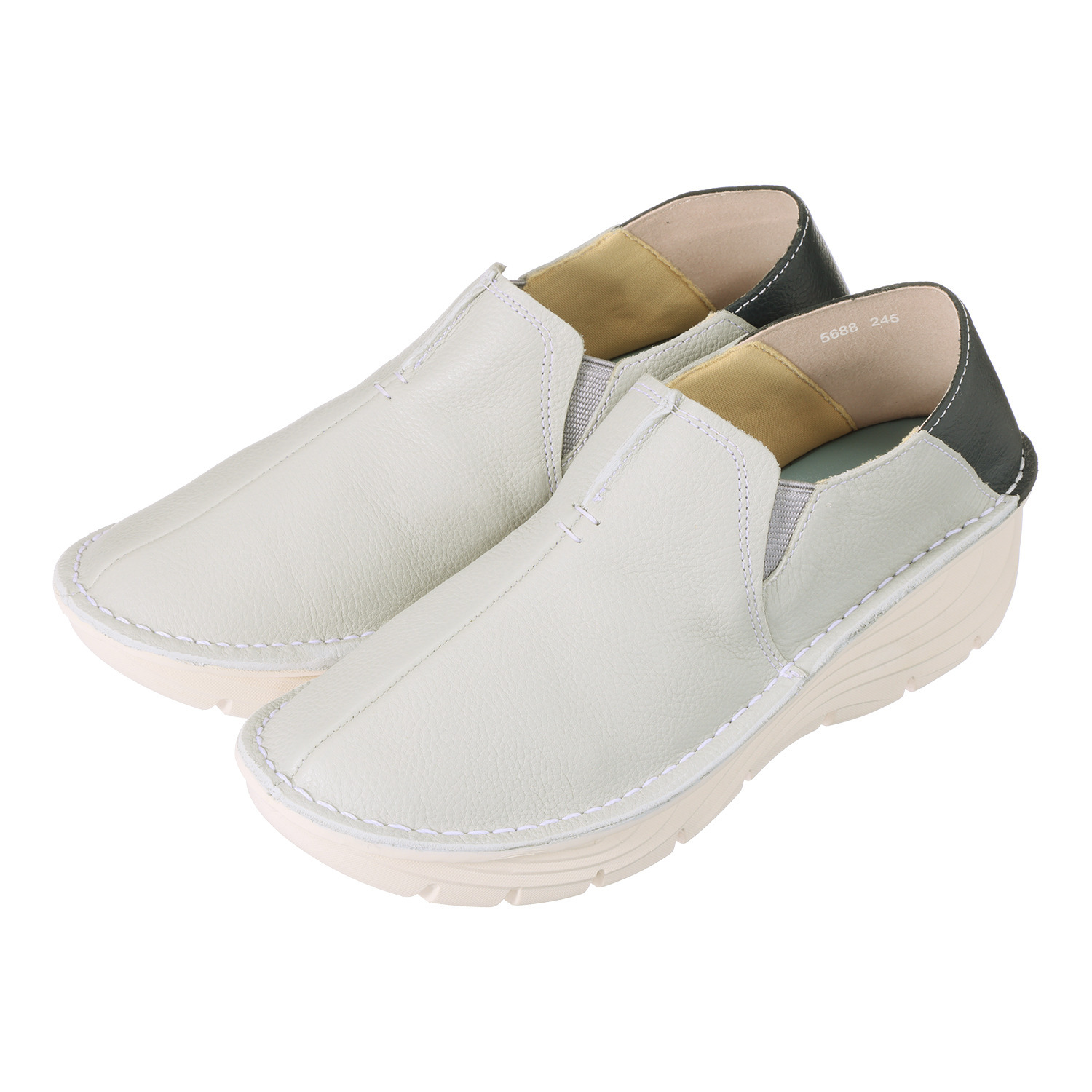 ミントドロップ 牛革 ウェッジソール 軽量スリッポンシューズ