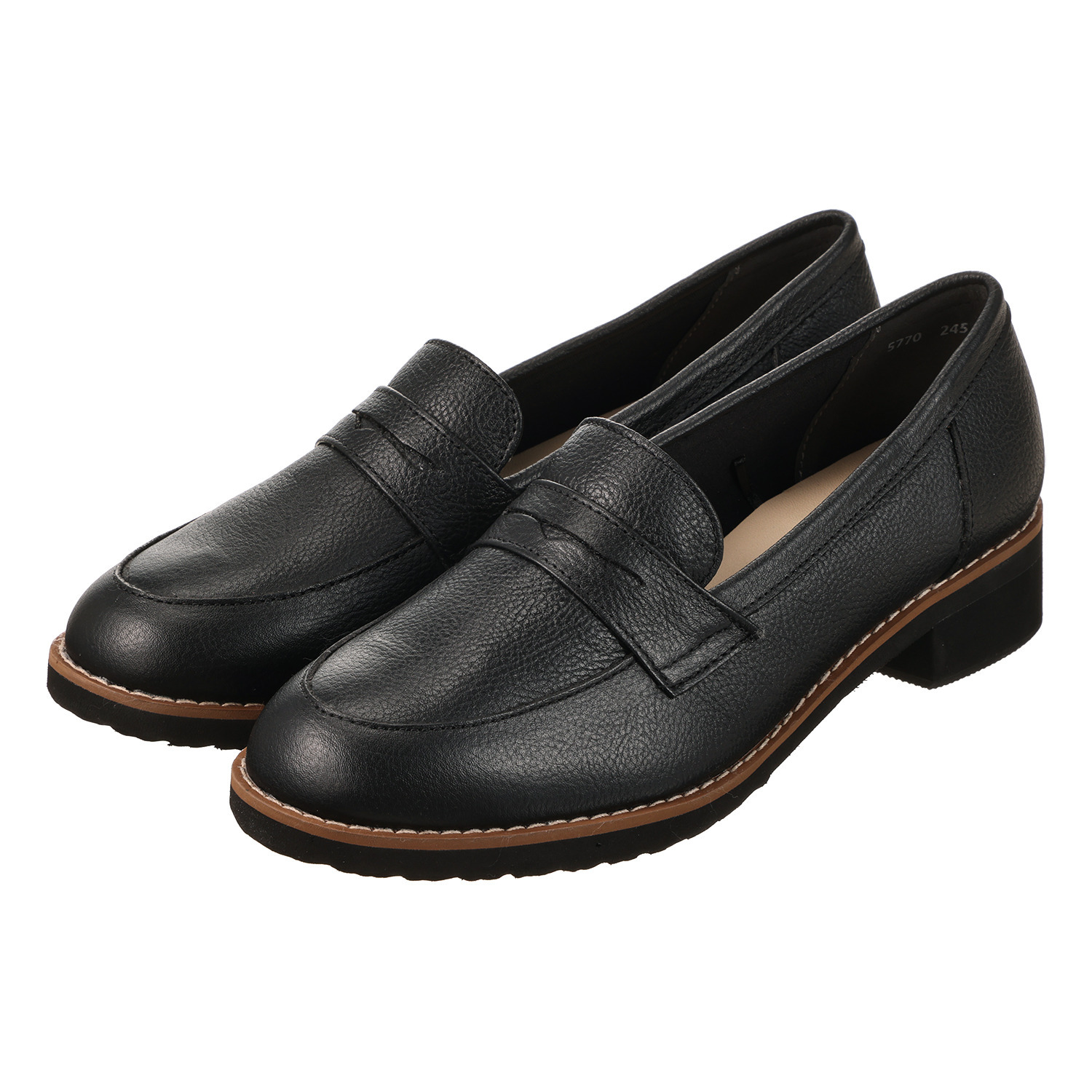 ミントドロップ 牛革 軽量ソール ヒールアップローファー