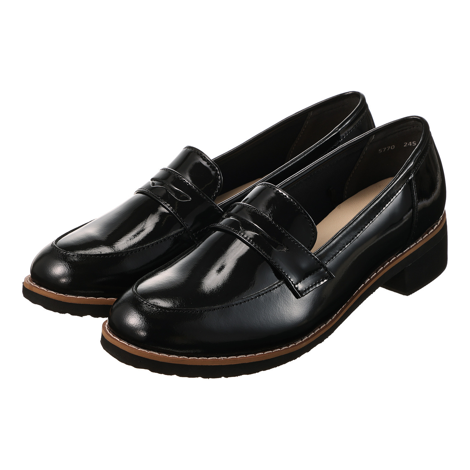 ミントドロップ 牛革 軽量ソール ヒールアップローファー