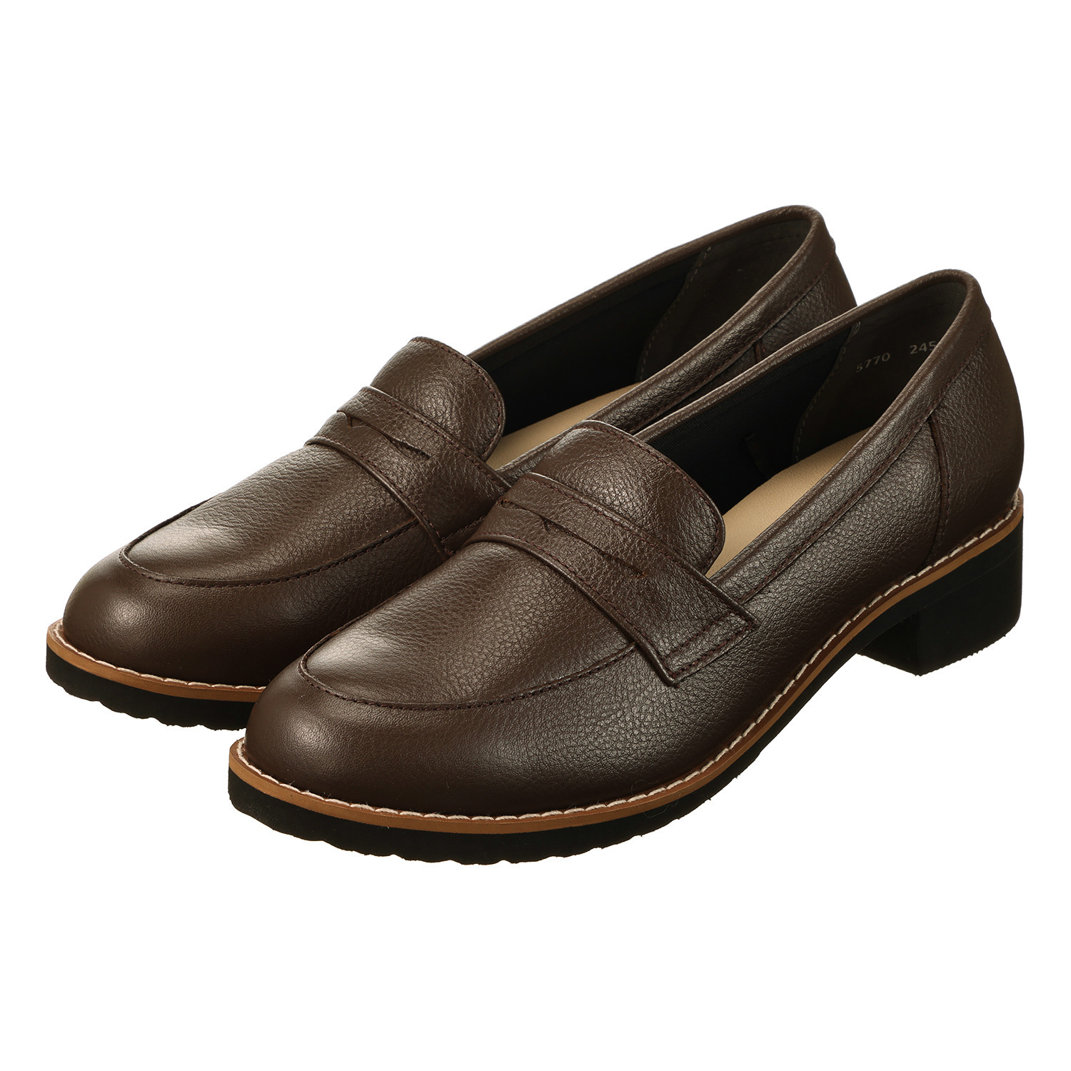 ミントドロップ 牛革 軽量ソール ヒールアップローファー