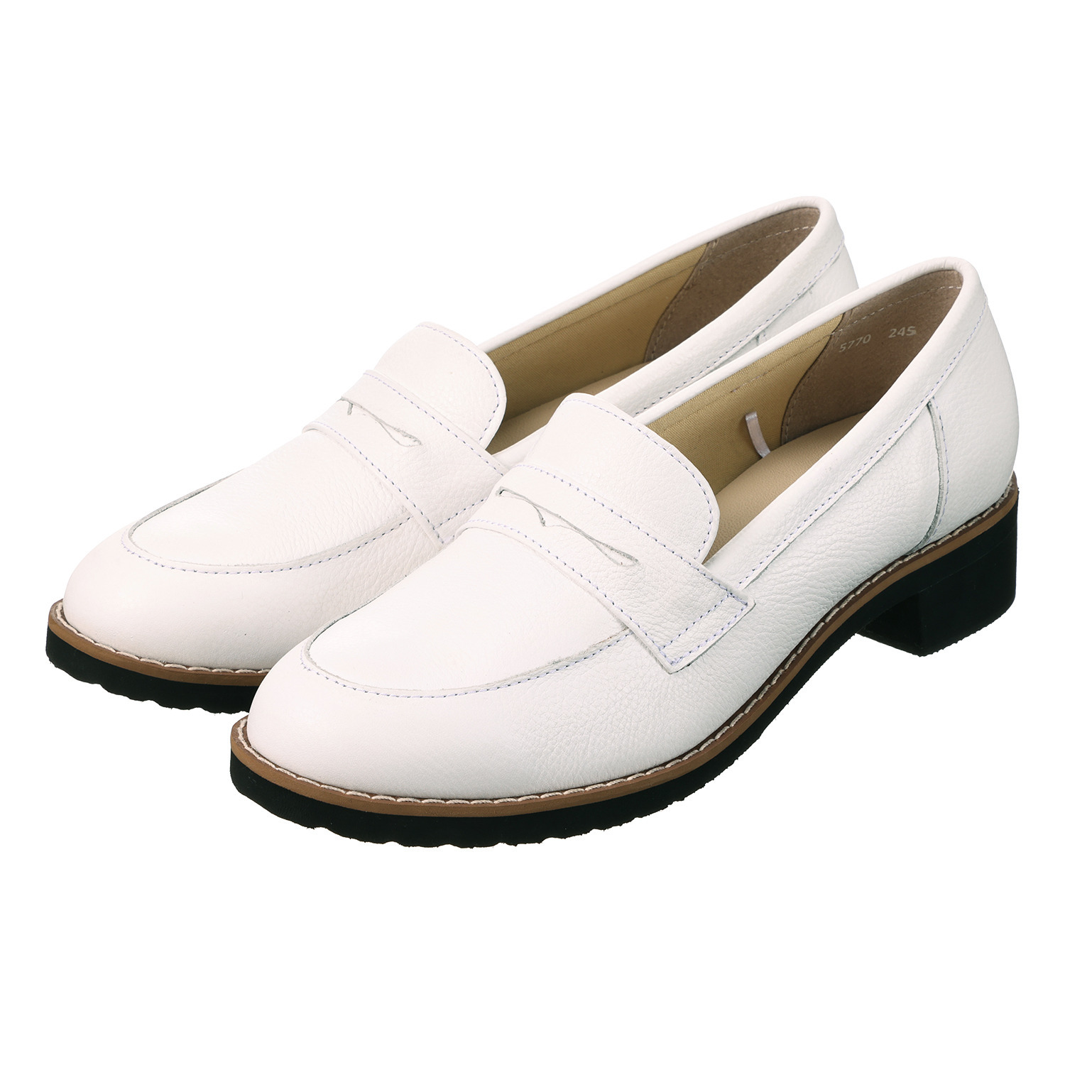 ミントドロップ 牛革 軽量ソール ヒールアップローファー