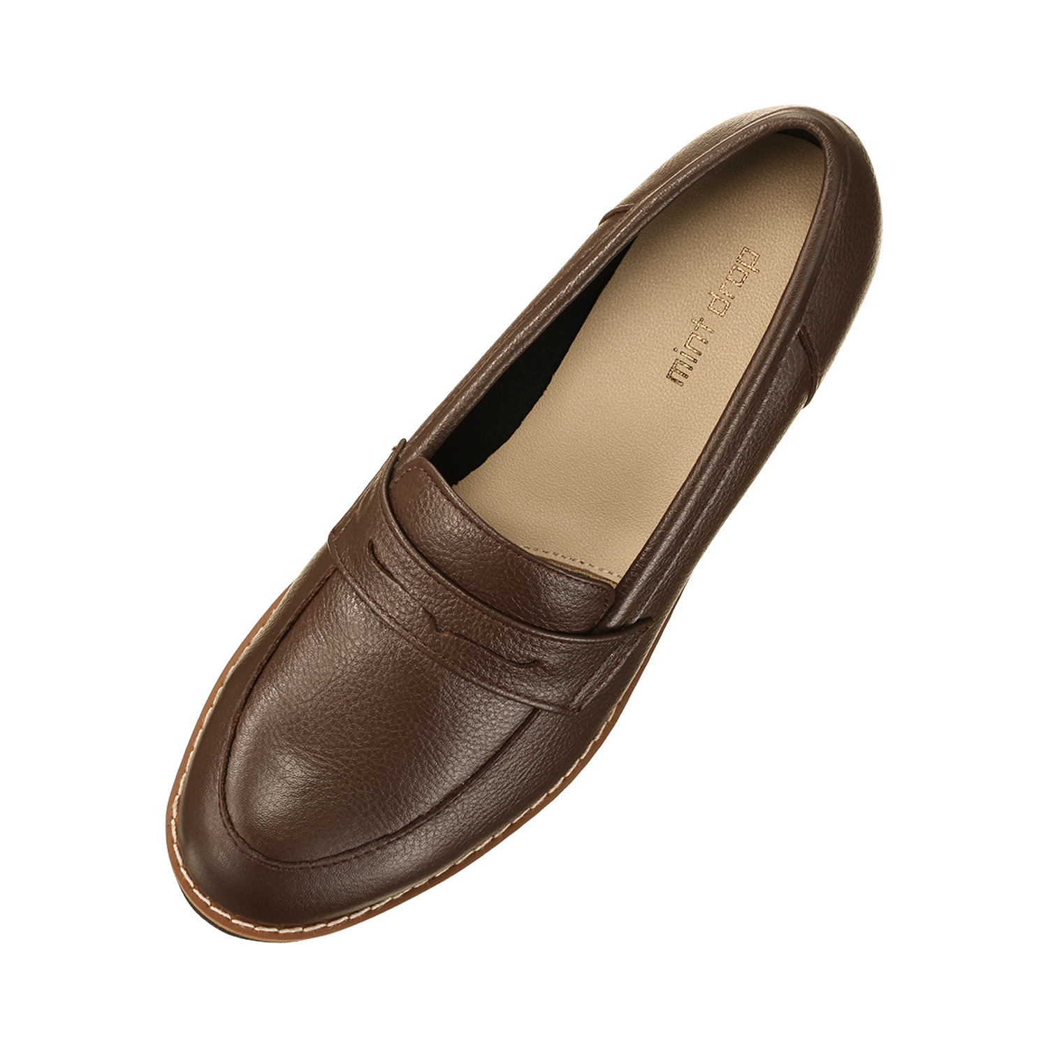 ミントドロップ 牛革 軽量ソール ヒールアップローファー