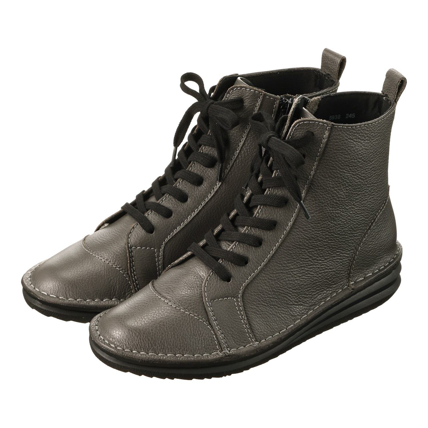 ミントドロップ 牛革 軽量ソール ファスナー付 レースアップブーツ