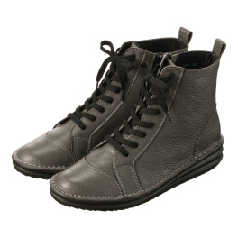 ミントドロップ 牛革 軽量ソール ファスナー付 レースアップブーツ