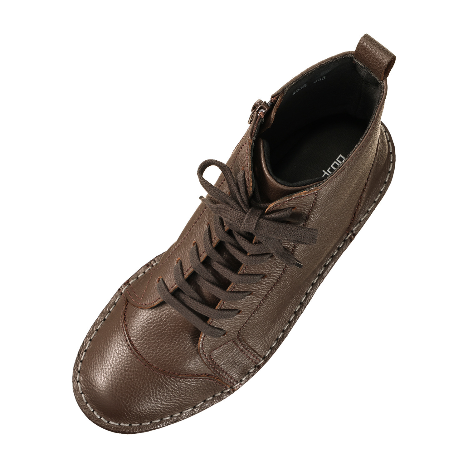 ミントドロップ 牛革 軽量ソール ファスナー付 レースアップブーツ