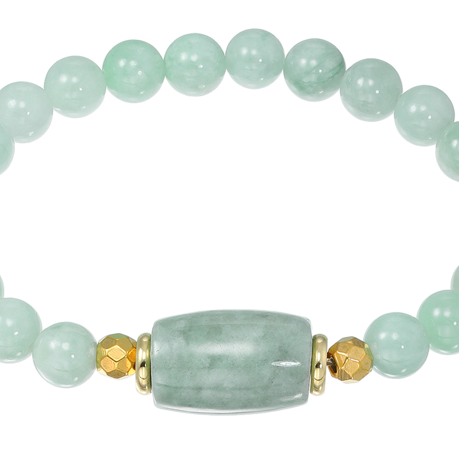 マスターストーン ステンレス 無着色本翡翠 たる型パーツ＆丸玉 イラスティック ブレスレット