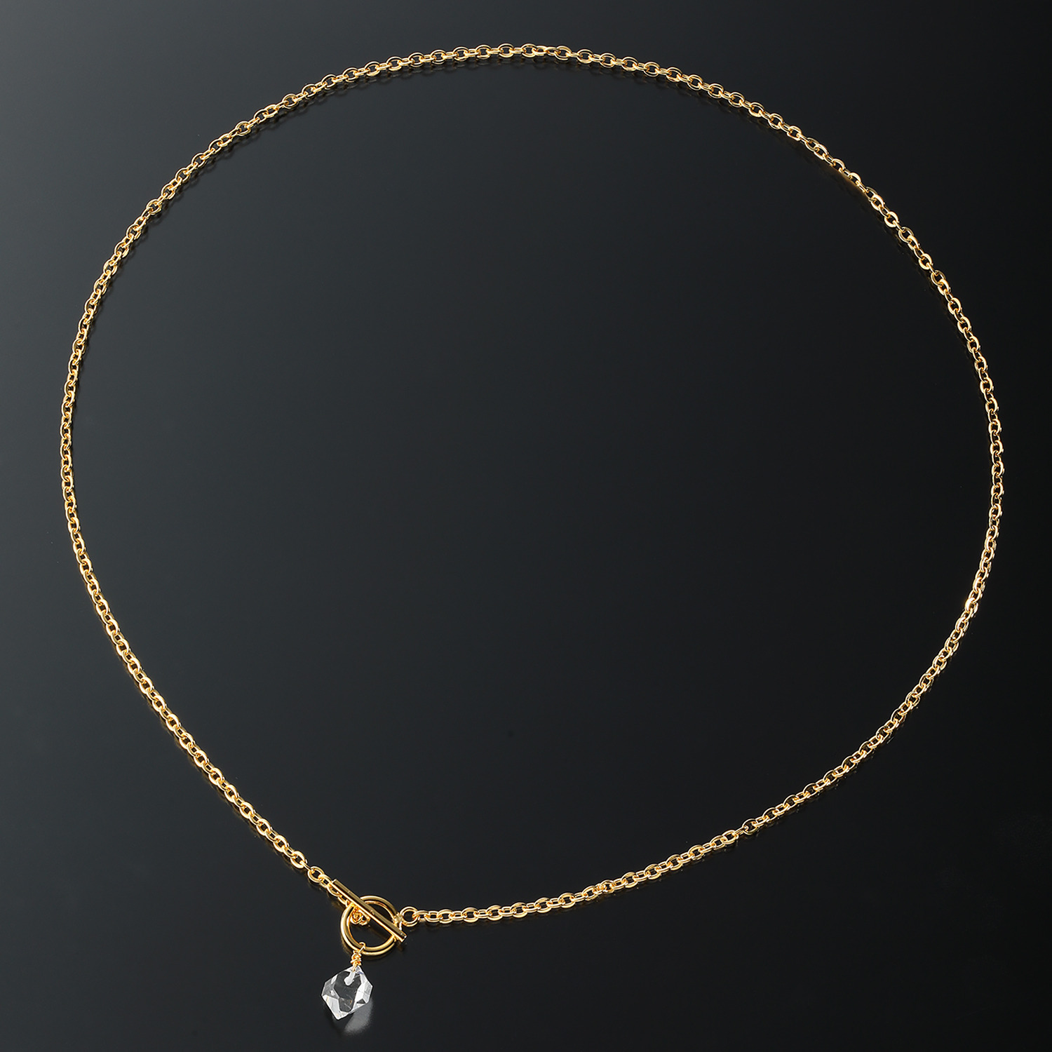 ハーキマーダイヤモンド ステンレスチェーン １０ｍｍＵＰ ロッククリスタルクォーツ トグル＆バーネックレス