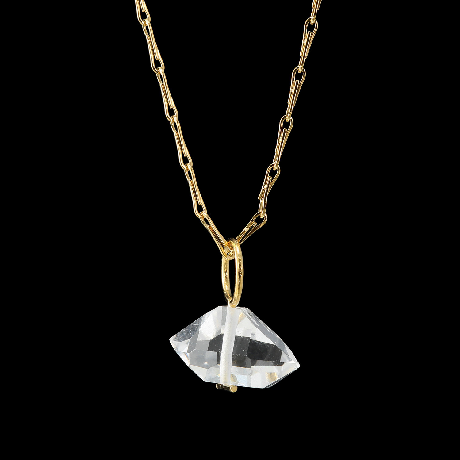 ハーキマーダイヤモンド サージカル ステンレスチェーン １１ｍｍＵＰ ロッククリスタルクォーツ シンプルペンダント