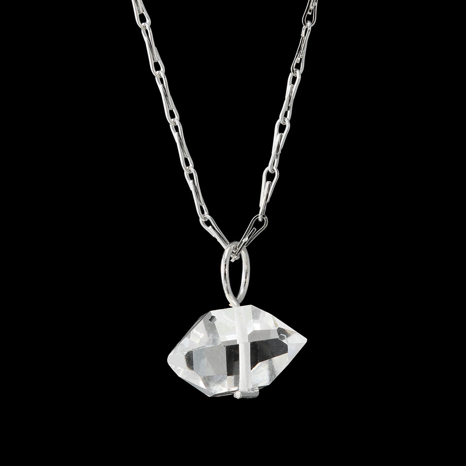 ハーキマーダイヤモンド サージカル ステンレスチェーン １１ｍｍＵＰ ロッククリスタルクォーツ シンプルペンダント