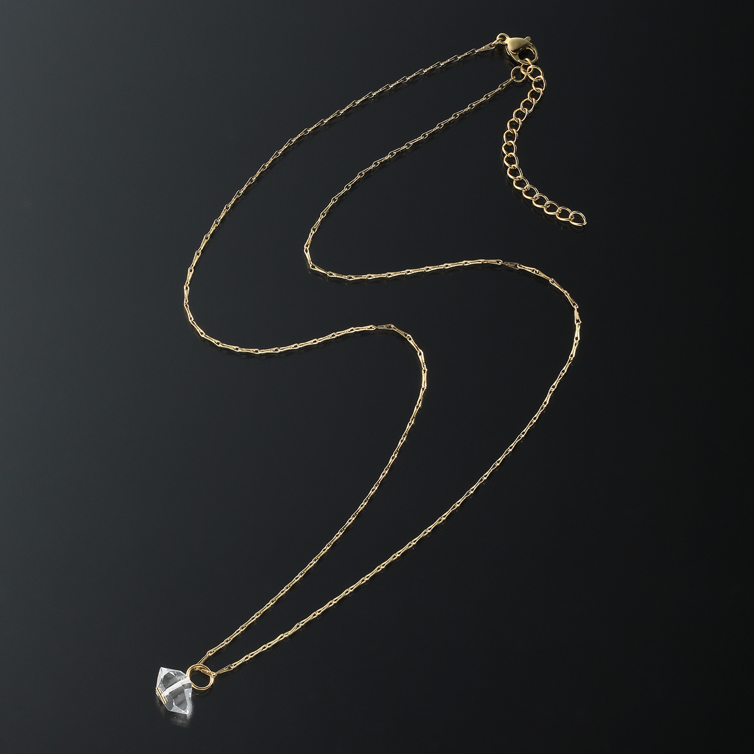 ハーキマーダイヤモンド サージカル ステンレスチェーン １１ｍｍＵＰ ロッククリスタルクォーツ シンプルペンダント