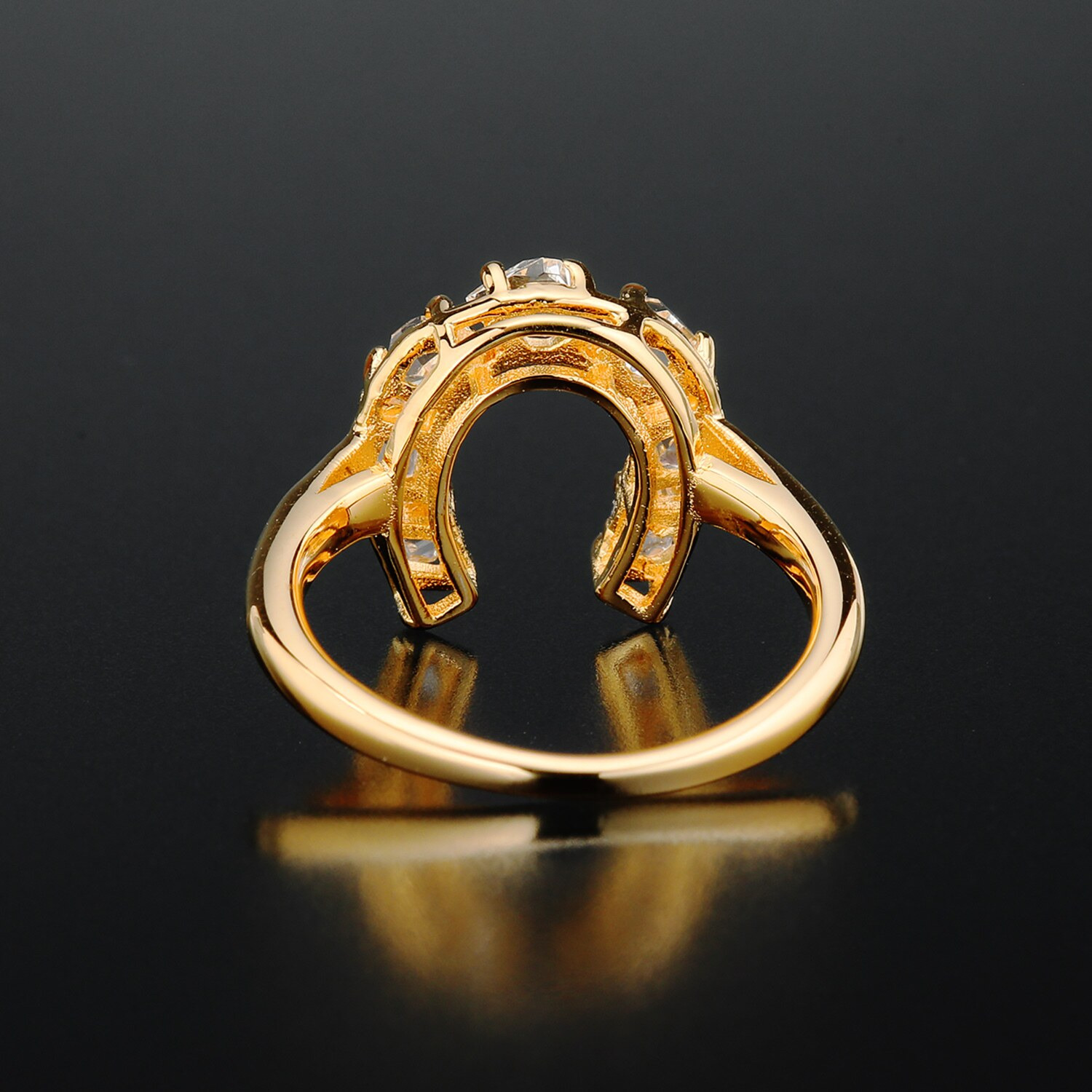 ハーキマーダイヤモンド ロッククリスタルクォーツ ７ストーン 馬蹄デザインリング