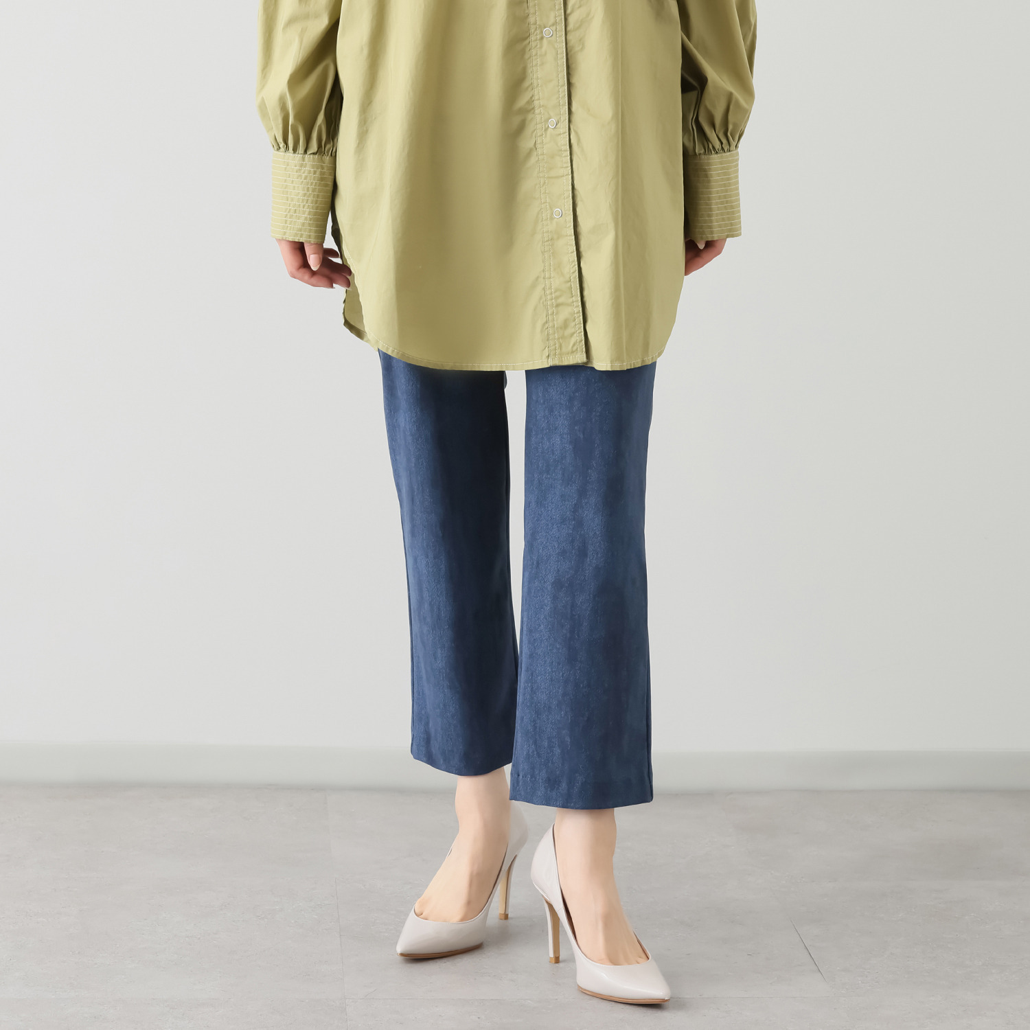 ピーツー ナイロン混ハイストレッチ ストレートパンツ ＜股下６４ｃｍ＞