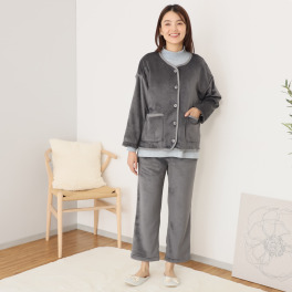 ラデリア あったかカーデ付 肌側コットンのトップス＆ パンツ ルームウェア３点セット