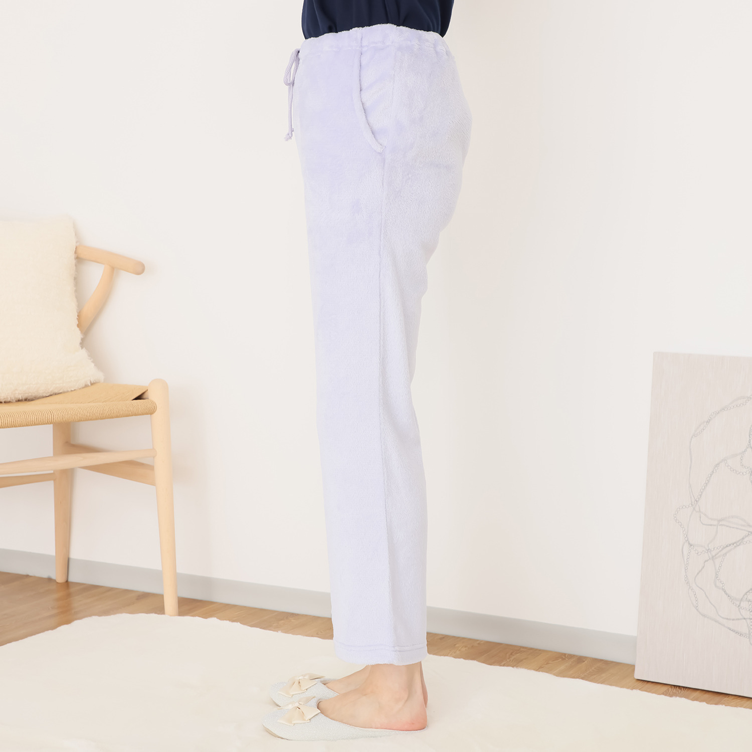 ラデリア あったかカーデ付 肌側コットンのトップス＆ パンツ ルームウェア３点セット