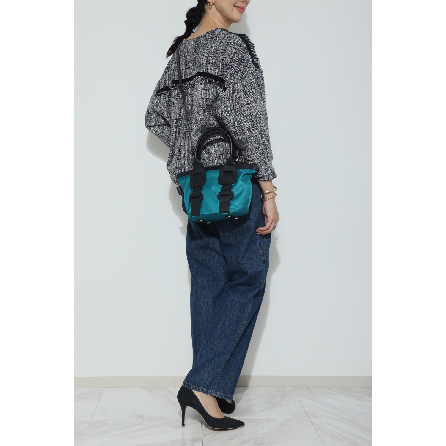 サン　ヒデアキミハラ トロンプルイユ レザーバックル ナイロントートバッグ ＜Ｓ＞