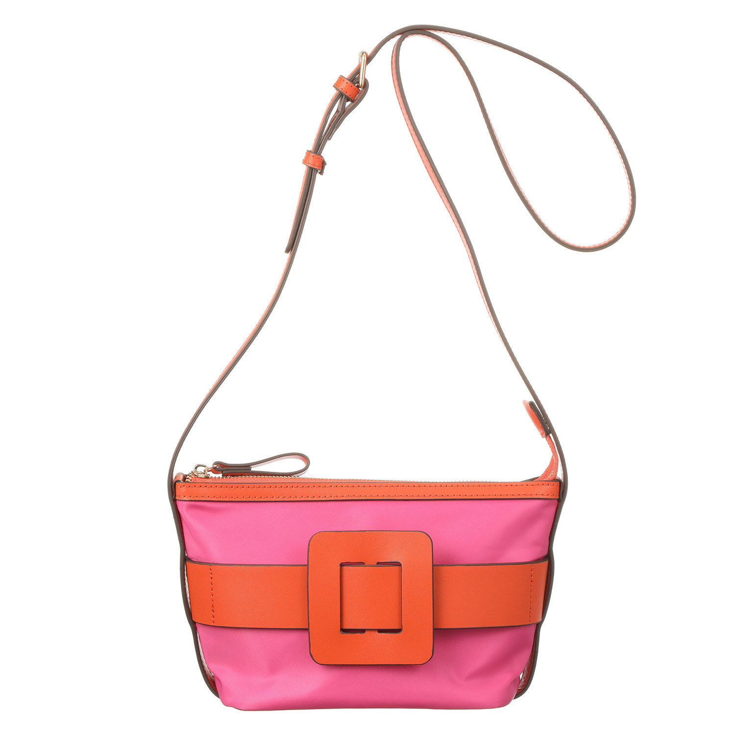 サン　ヒデアキミハラ トロンプルイユ レザーバックル ナイロンショルダーバッグ