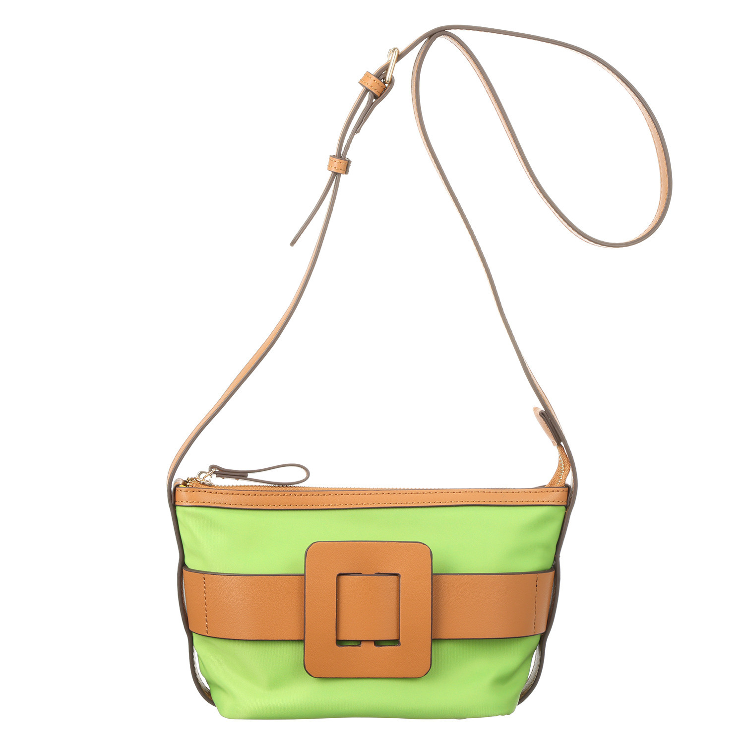 サン　ヒデアキミハラ トロンプルイユ レザーバックル ナイロンショルダーバッグ