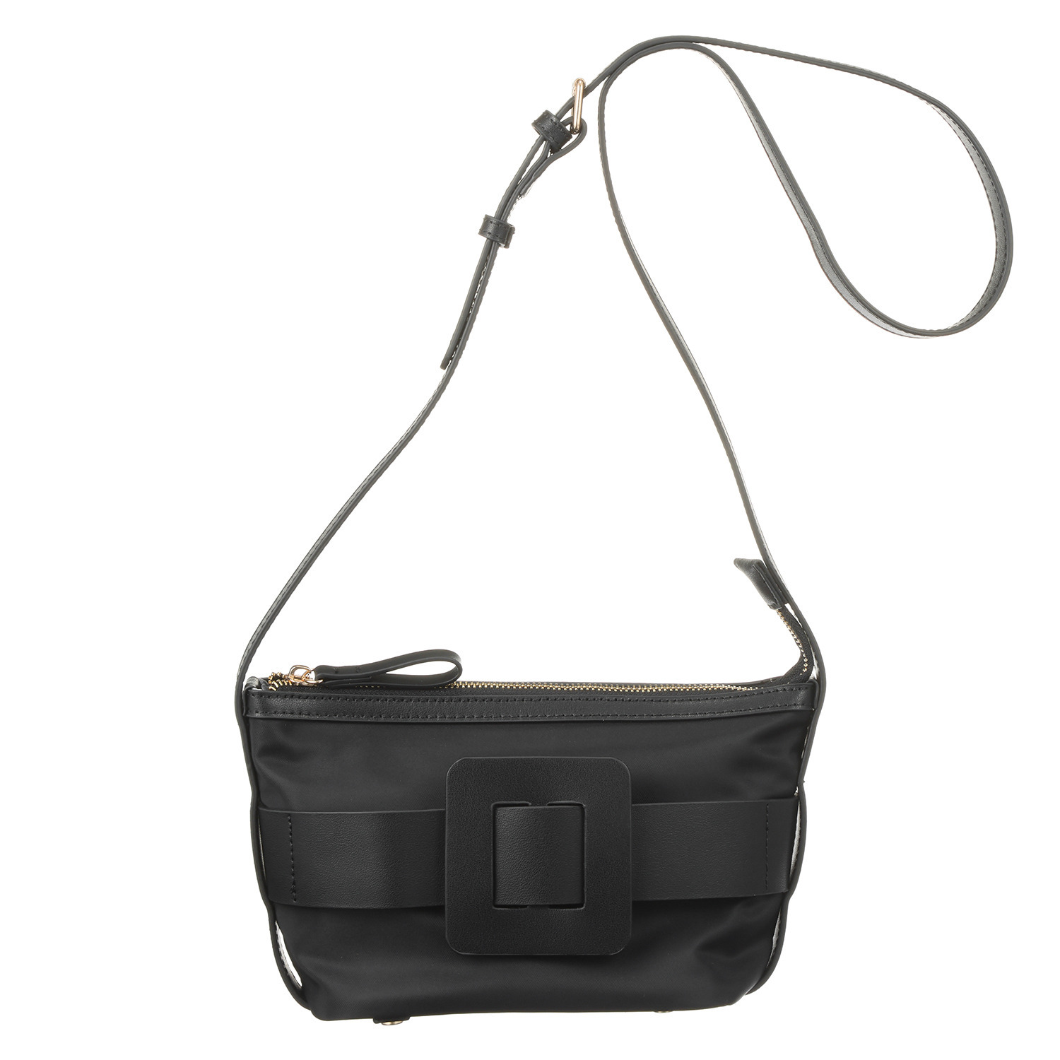 サン　ヒデアキミハラ トロンプルイユ レザーバックル ナイロンショルダーバッグ