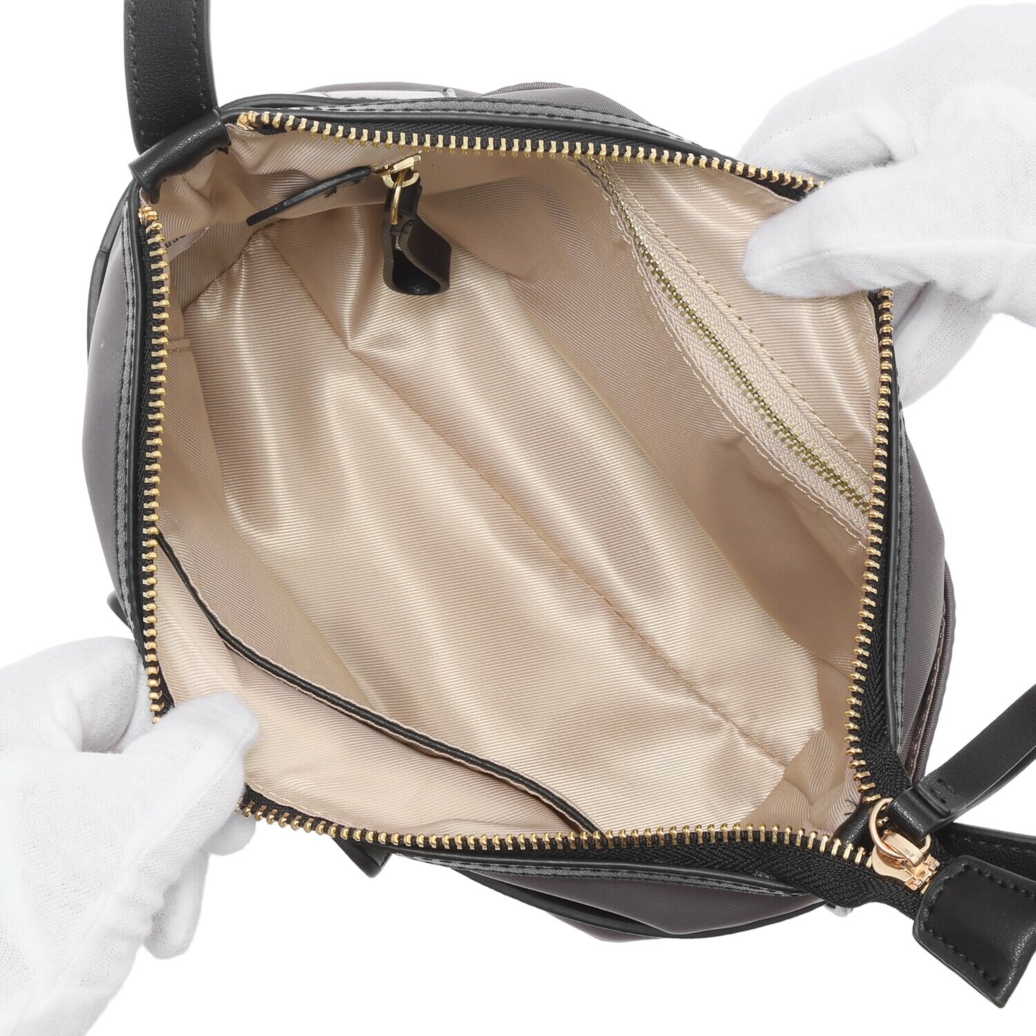 サン　ヒデアキミハラ トロンプルイユ レザーバックル ナイロンショルダーバッグ