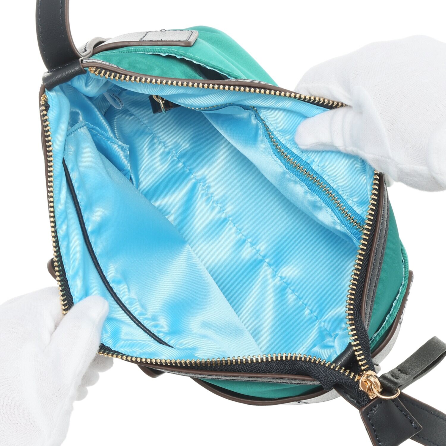 サン　ヒデアキミハラ トロンプルイユ レザーバックル ナイロンショルダーバッグ