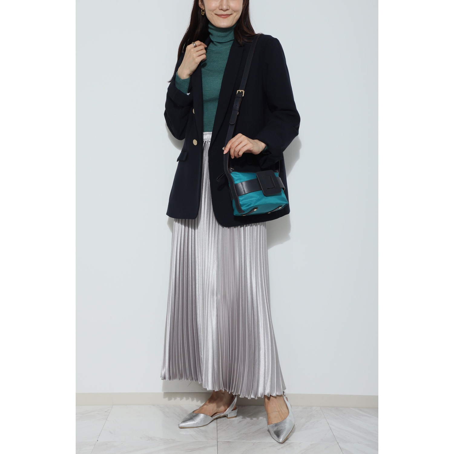 サン　ヒデアキミハラ トロンプルイユ レザーバックル ナイロンショルダーバッグ