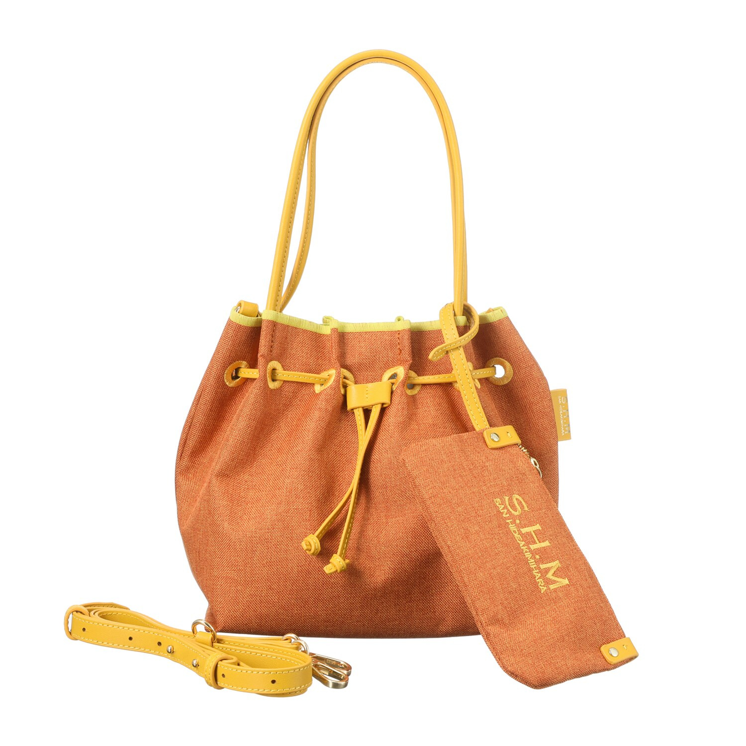 サン　ヒデアキミハラ ポーチ付 レザーコンビ ナイロン巾着トート＜Ｓ＞