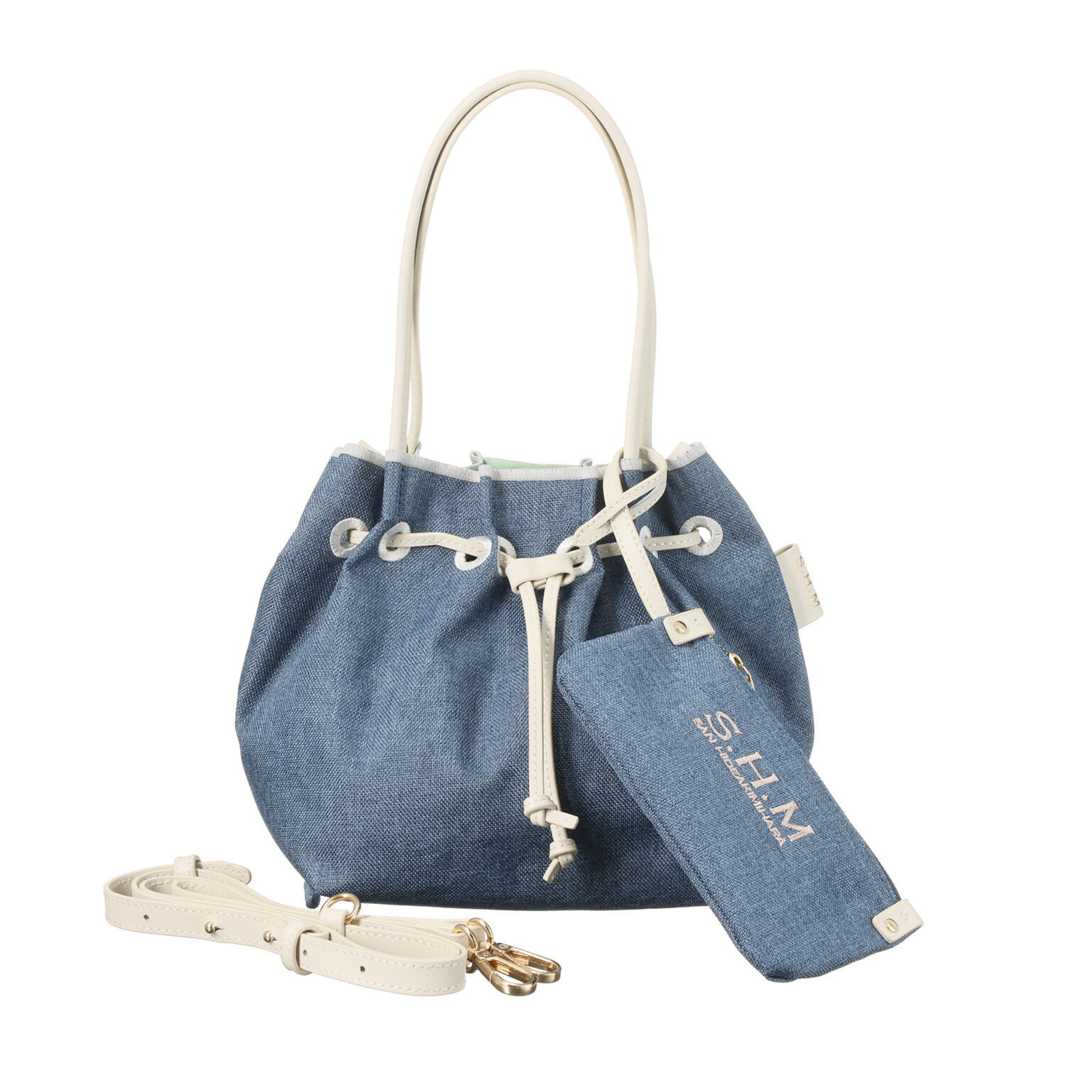 サン　ヒデアキミハラ ポーチ付 レザーコンビ ナイロン巾着トート＜Ｓ＞