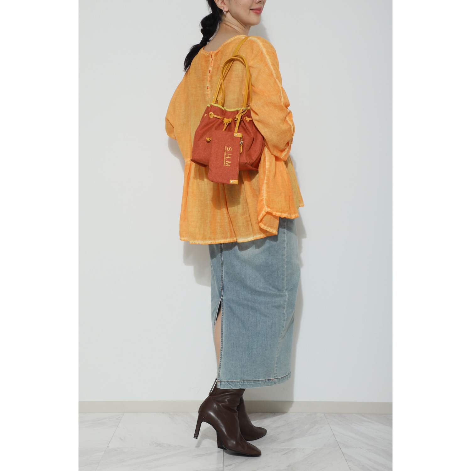 サン　ヒデアキミハラ ポーチ付 レザーコンビ ナイロン巾着トート＜Ｓ＞