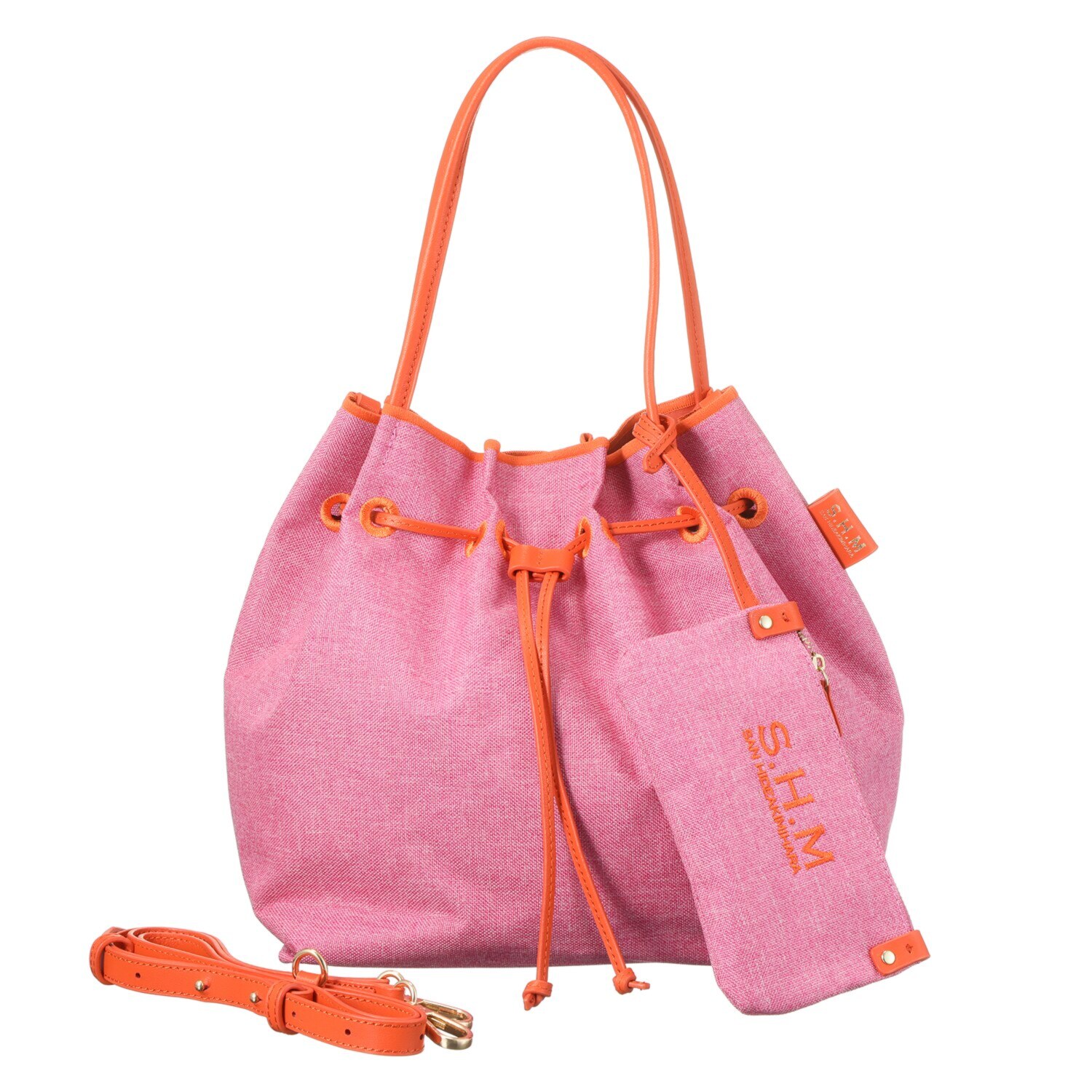 サン　ヒデアキミハラ ポーチ付 レザーコンビ ナイロン巾着トート＜Ｌ＞