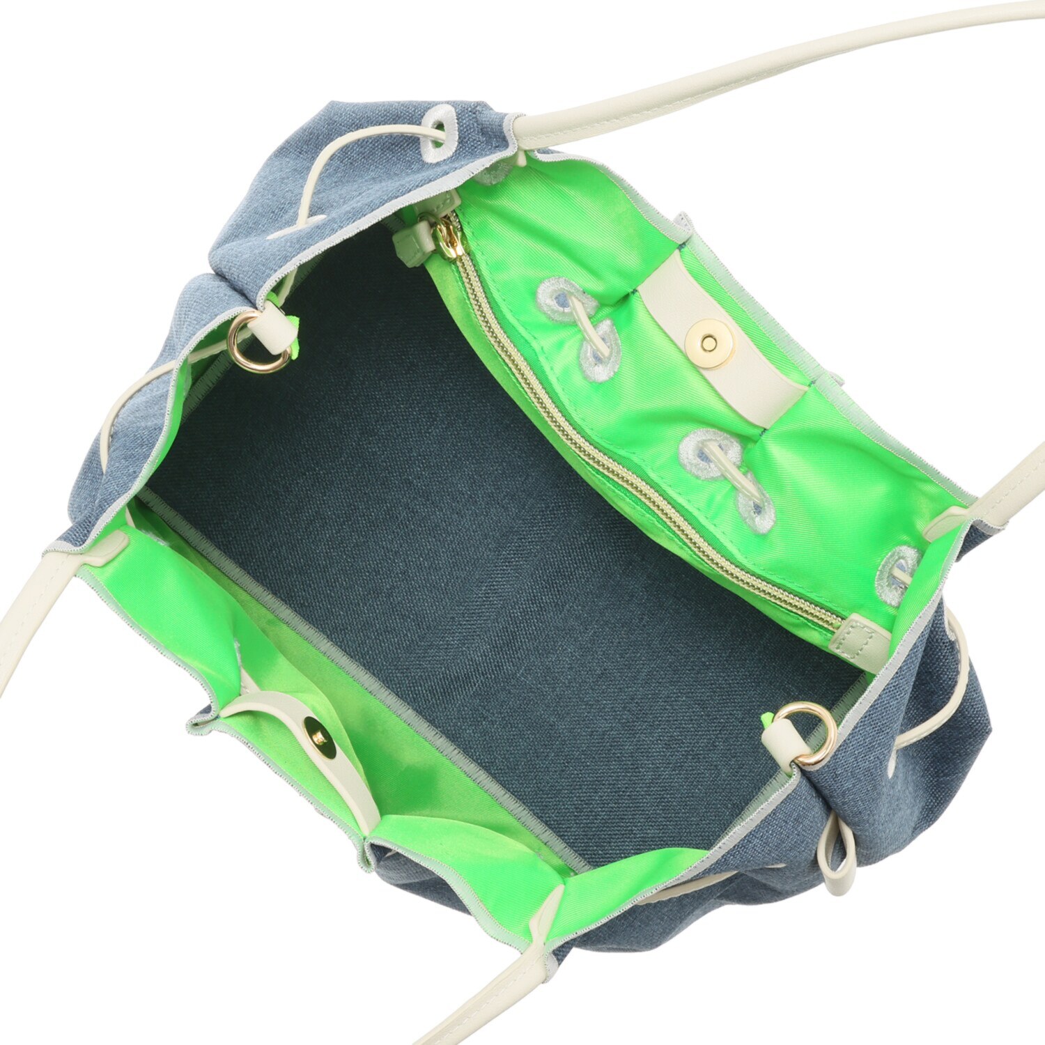 サン　ヒデアキミハラ ポーチ付 レザーコンビ ナイロン巾着トート＜Ｌ＞