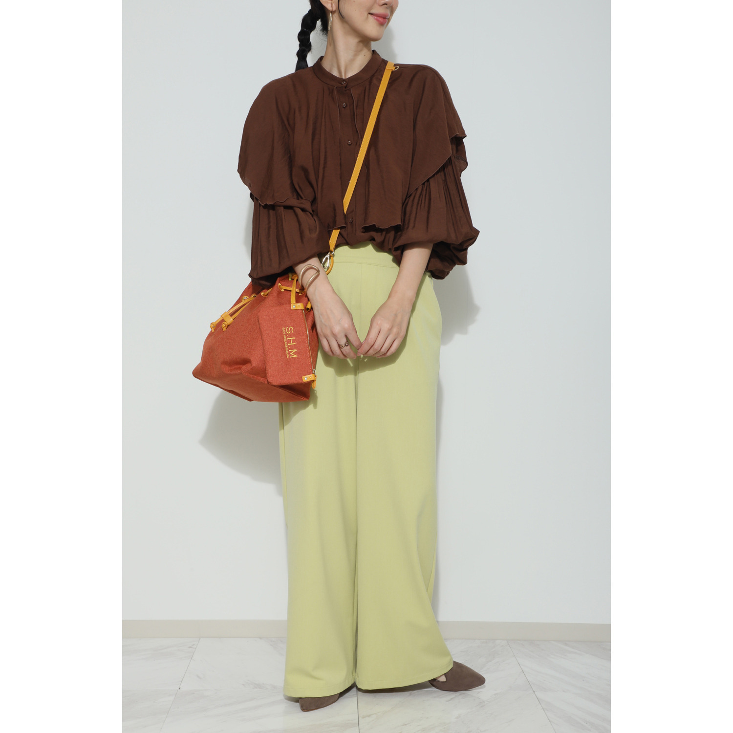 サン　ヒデアキミハラ ポーチ付 レザーコンビ ナイロン巾着トート＜Ｌ＞