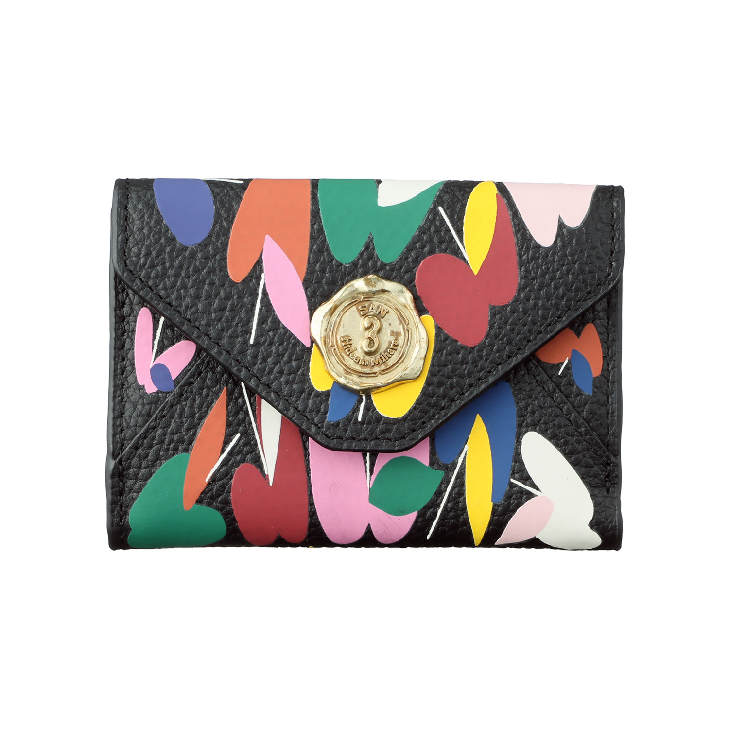 サン　ヒデアキミハラ ショウゴセキネ コラボレーション 牛革 三つ折りミニウォレット