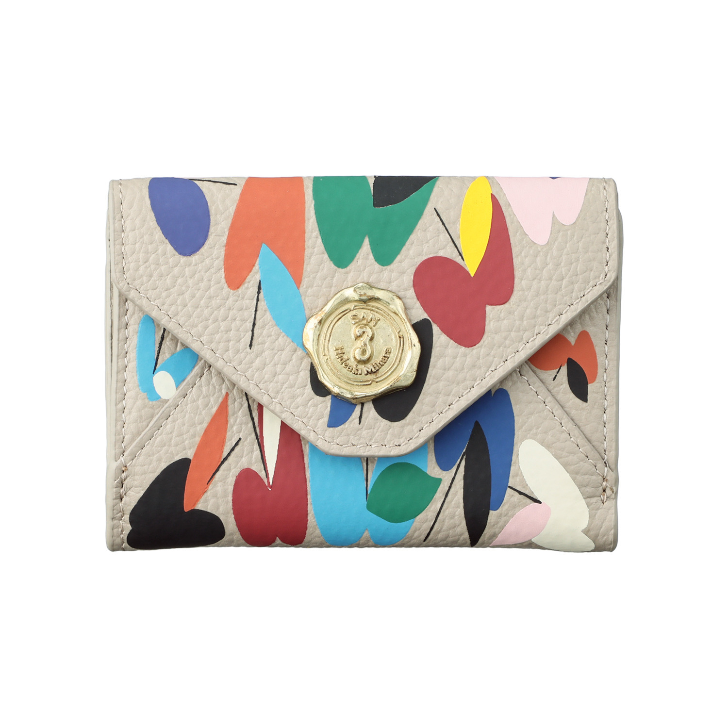 サン　ヒデアキミハラ ショウゴセキネ コラボレーション 牛革 三つ折りミニウォレット