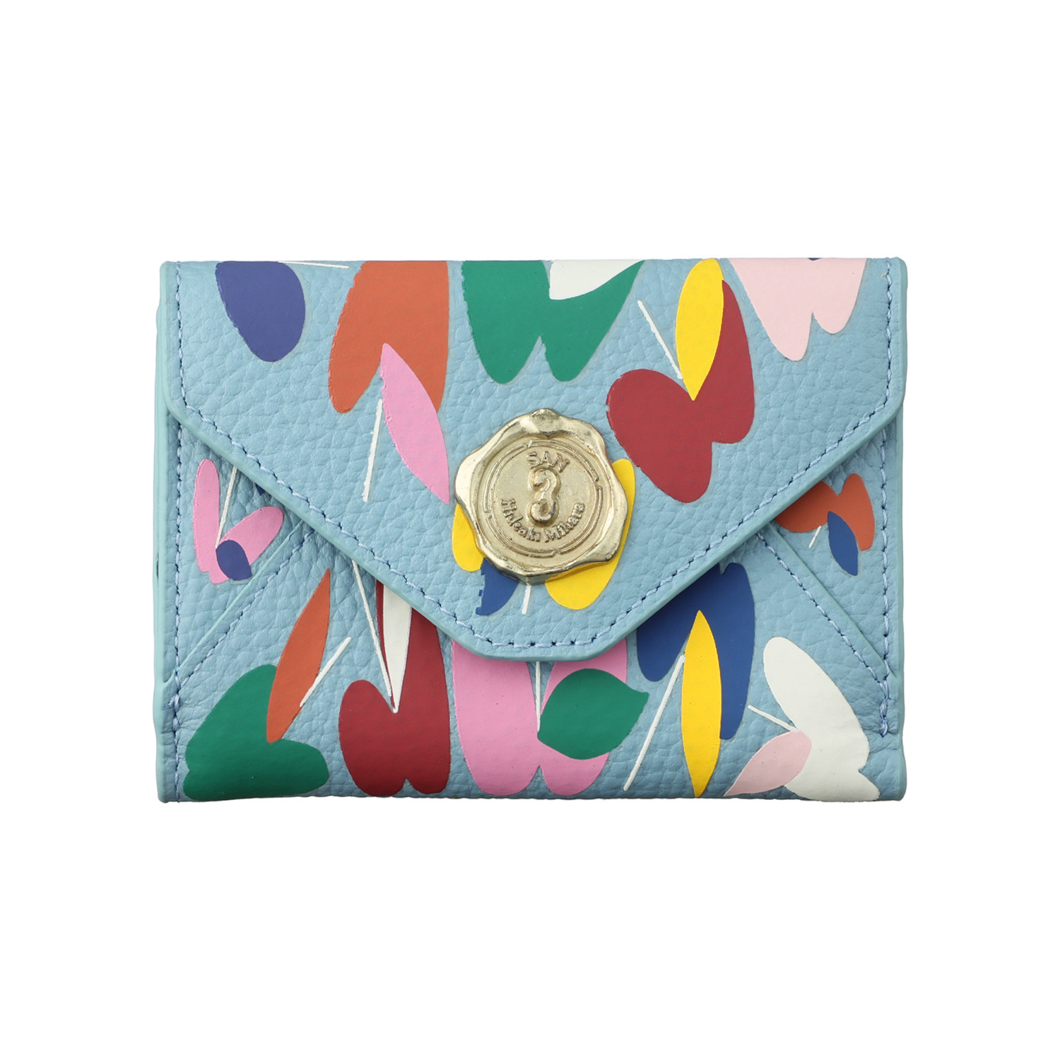 サン　ヒデアキミハラ ショウゴセキネ コラボレーション 牛革 三つ折りミニウォレット