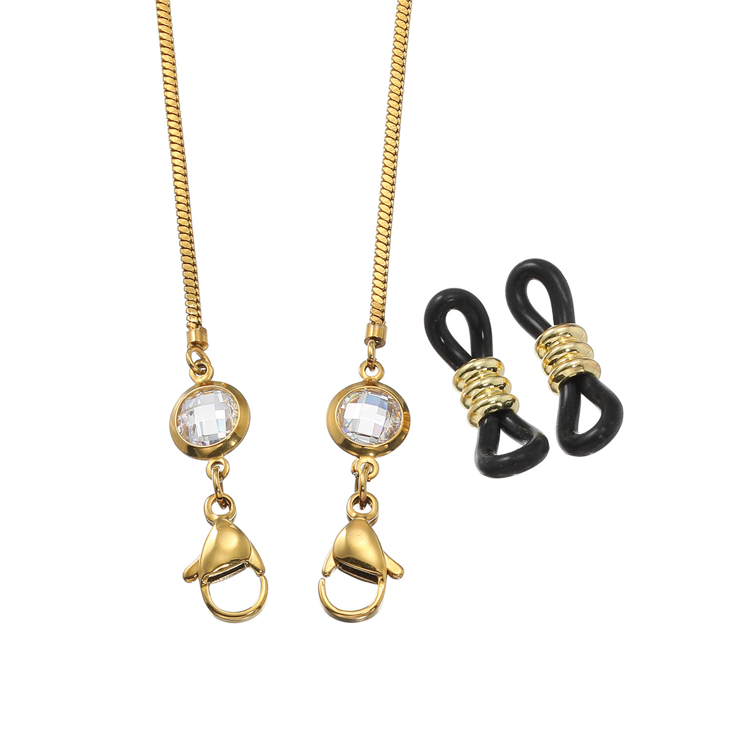 マダムヒロコ スクエアカット スネークチェーン ロングネックレス兼 グラスホルダー “シークレットリュクス”