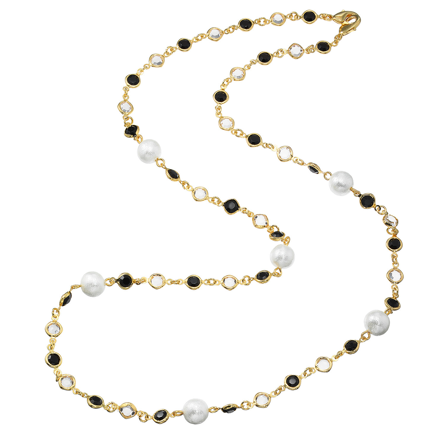 マダムヒロコ コットンパール＆ビジュウ ステーションデザイン ロングネックレス兼 グラスホルダー “ラブリー＆シック”