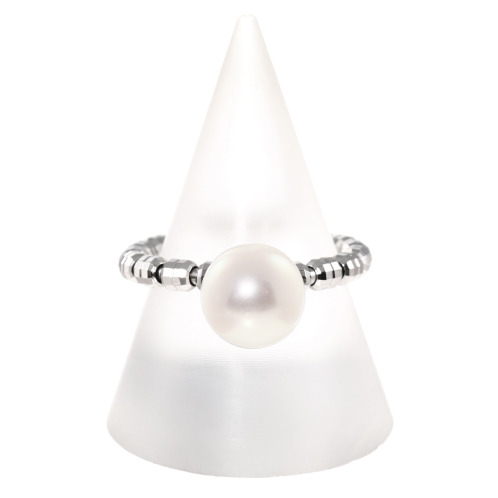 ペルラジオーネ　プラチナ９５０＆９００　国産無調色　大玉アコヤパール　フレキシブルリング