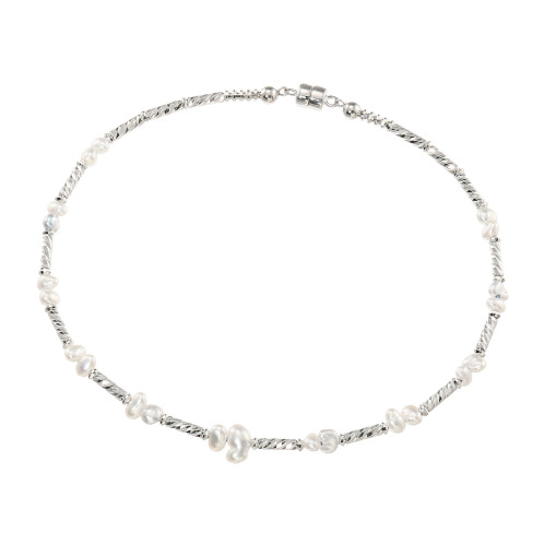 ペルラジオーネ　プラチナ８５０　国産無調色　アコヤケシパール　マグネットブレスレット